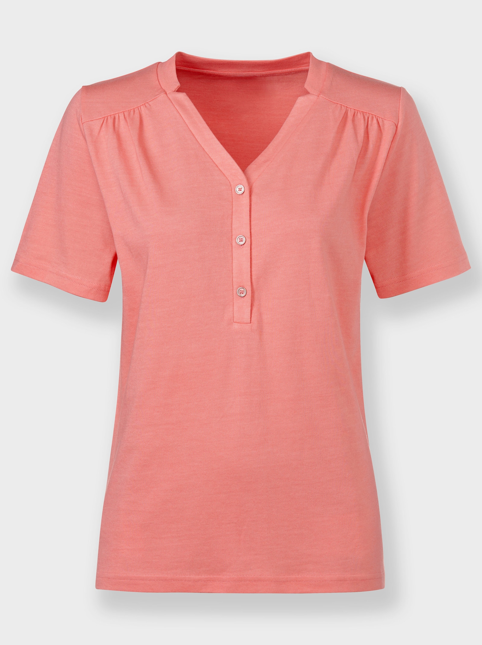 V-Shirt im Modalmix - flamingo