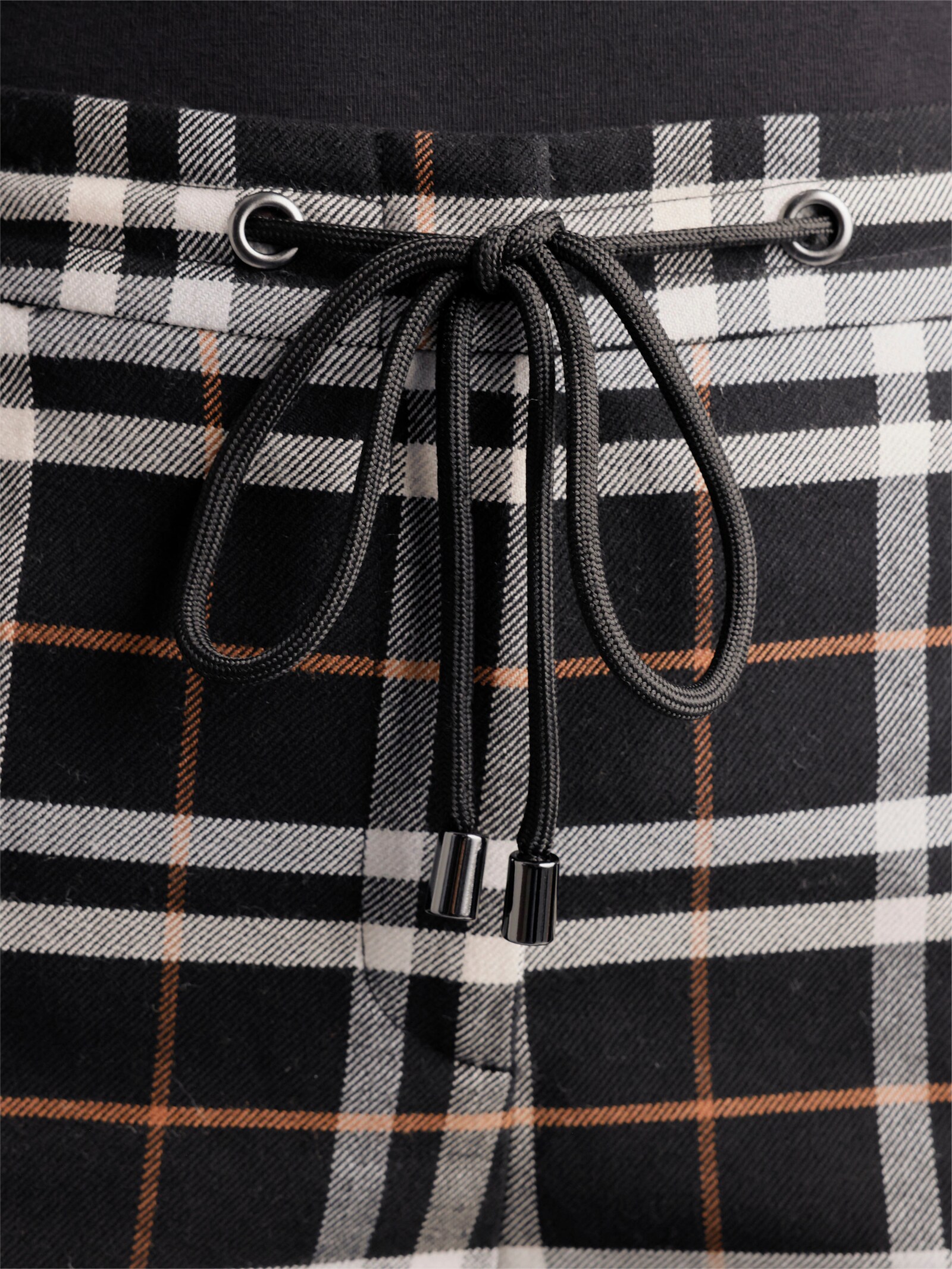 CREATION L PREMIUM Karohose Mit Webkaro-Dessin - schwarz-cognac-kariert