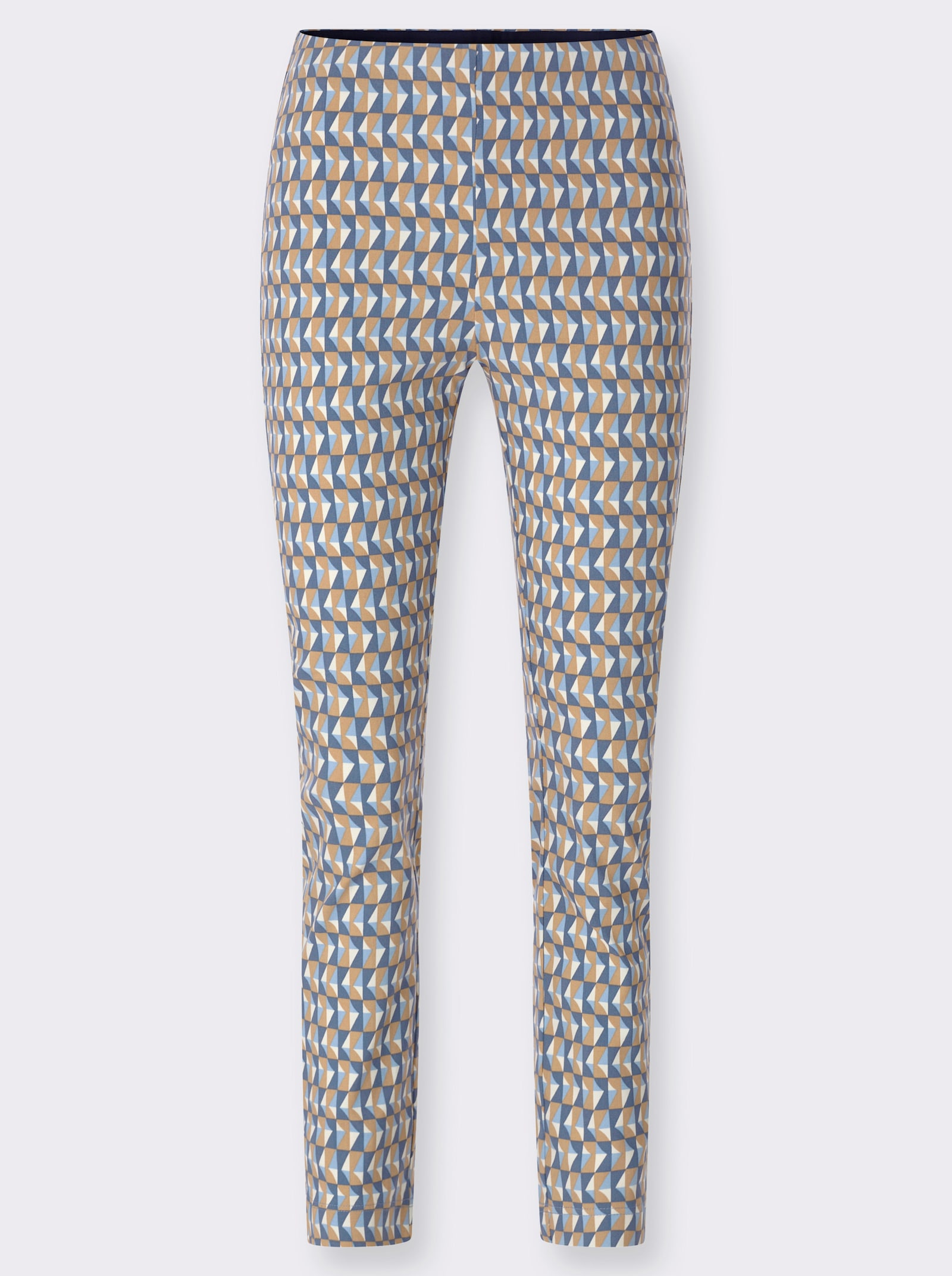 Bengalinhose mit Rundum-Dehnbund - camel-bleu-bedruckt