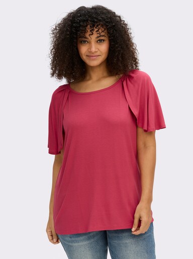 sheego Shirt mit offen fallendem Ärmel - erdbeere