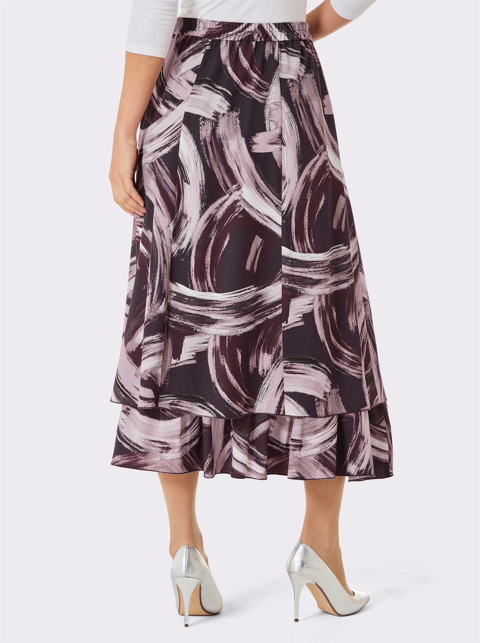 CREATION L PREMIUM Bahnenrock - traube-mauve-bedruckt