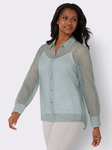 Hemdbluse in Ausbrenner-Optik - kalkmint