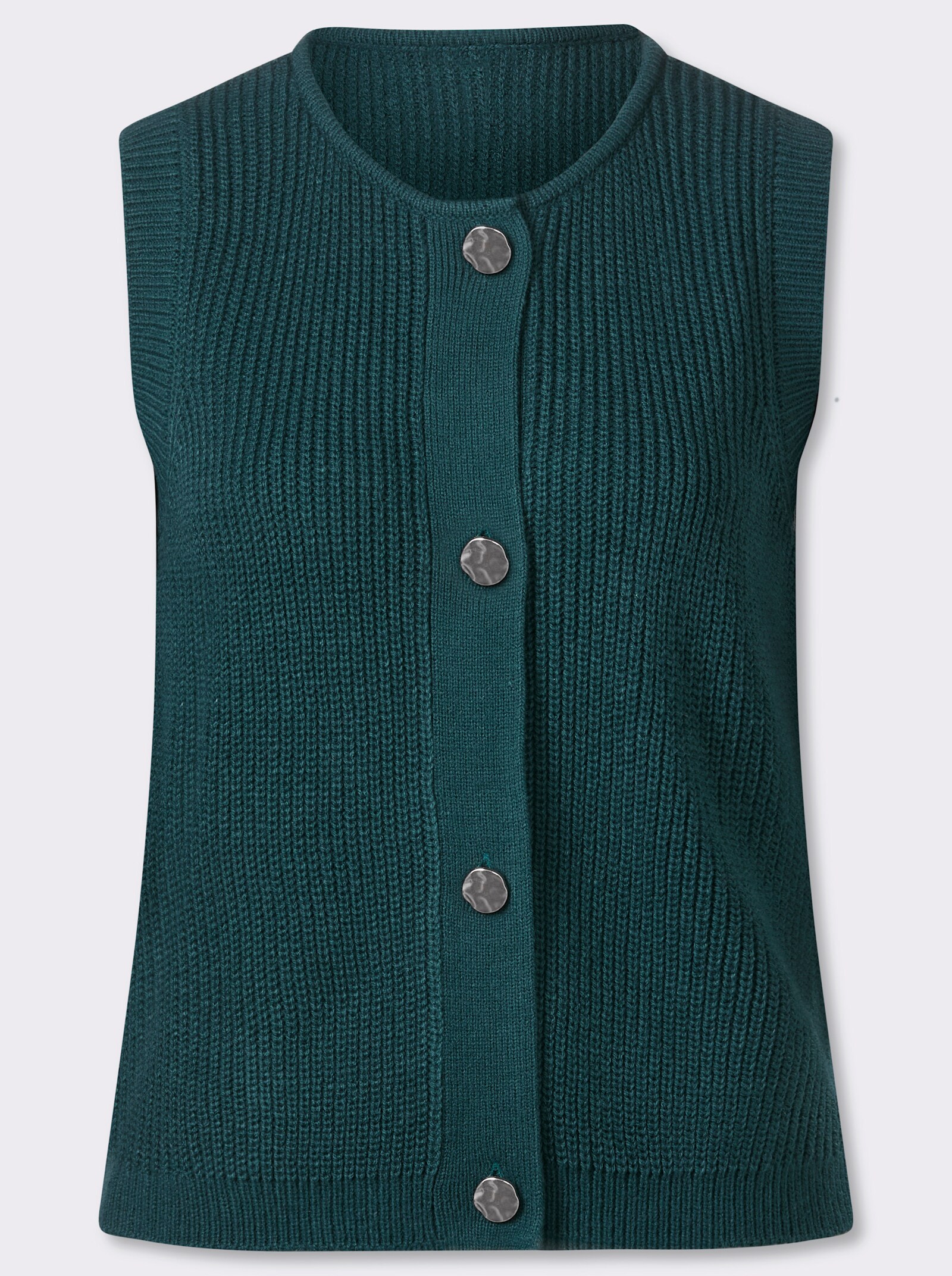 Strickweste in verkürzter Form - petrol