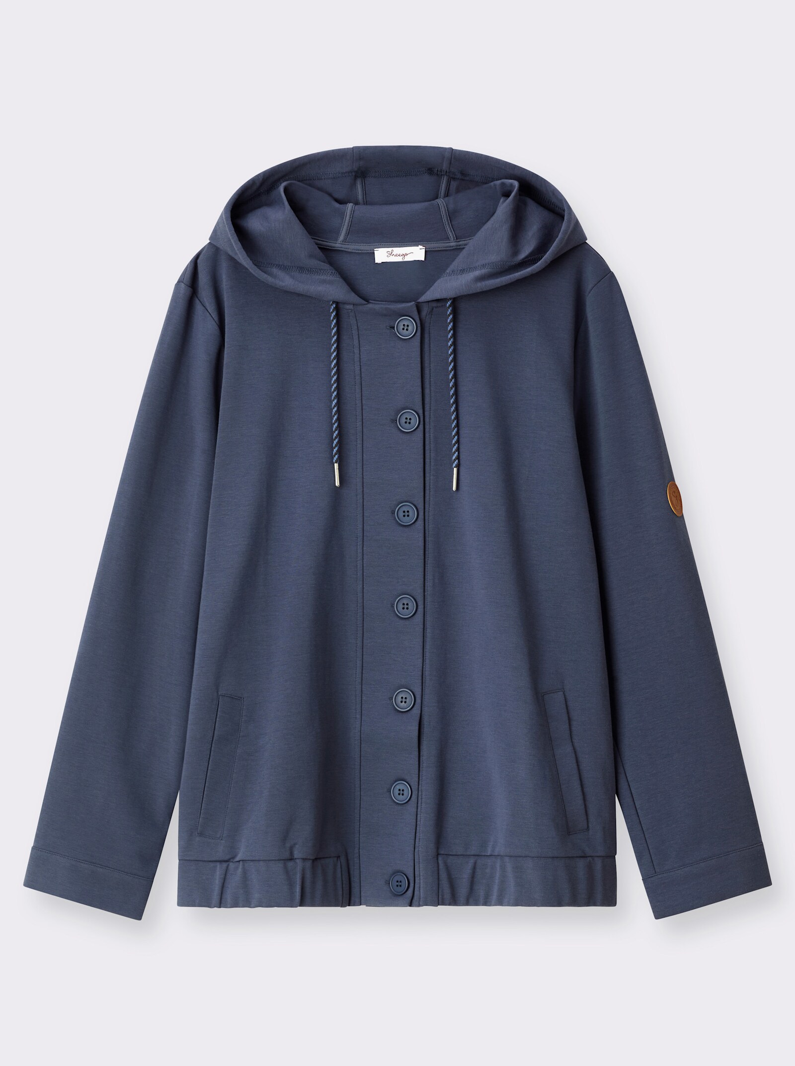 sheego Shirtjacke mit Kapuze - rauchblau