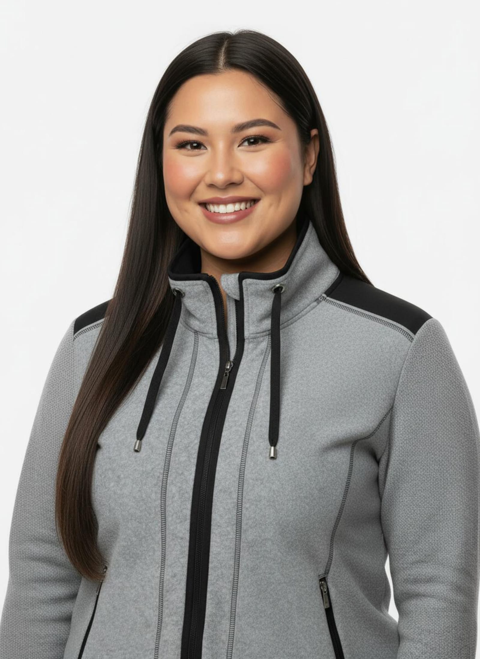 Fleecejacke mit Kontraststreifen - grau-schwarz