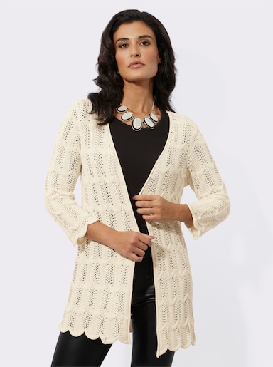 Longstrickjacke - champagner