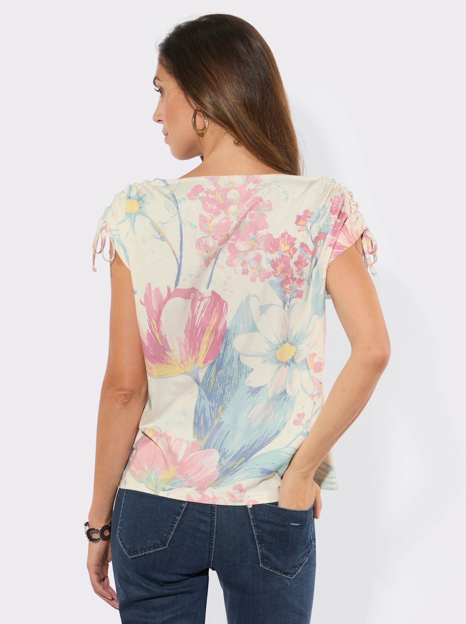 Kurzarmshirt mit platziertem Druckmuster - champagner-mint-bedruckt