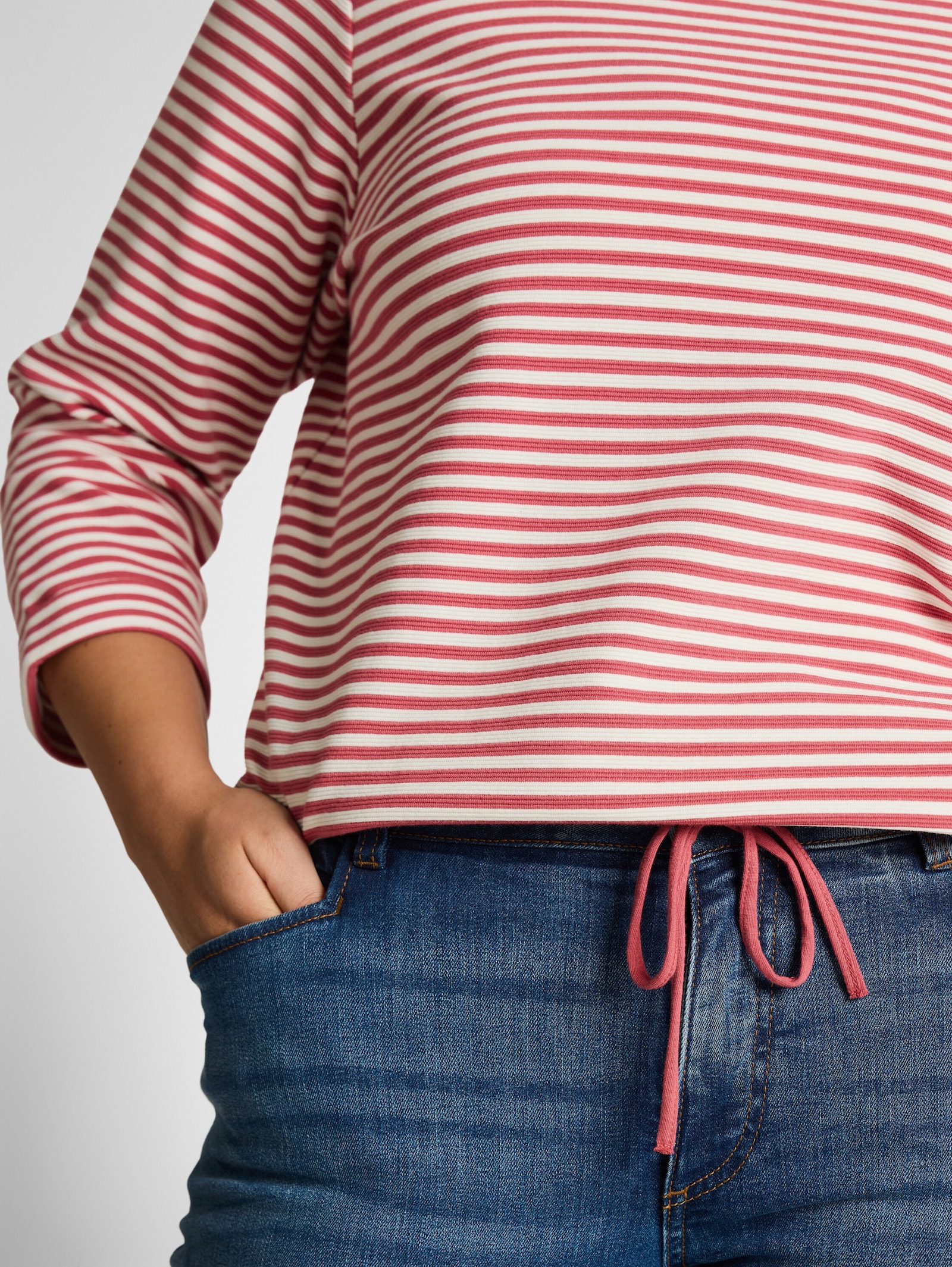 T-Shirt - pink offwhite regular stripe