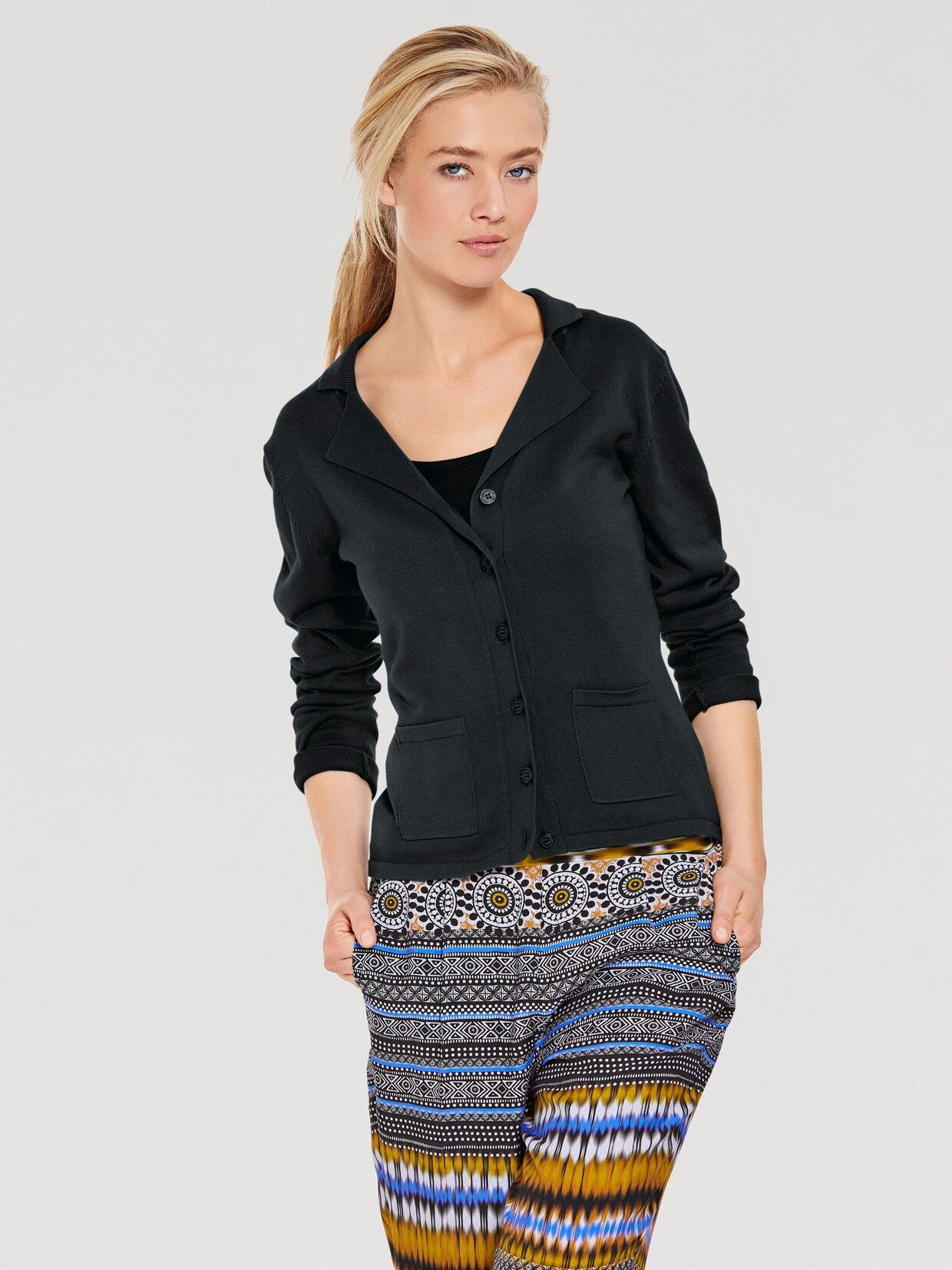 Linea Tesini Feinstrickjacke - schwarz
