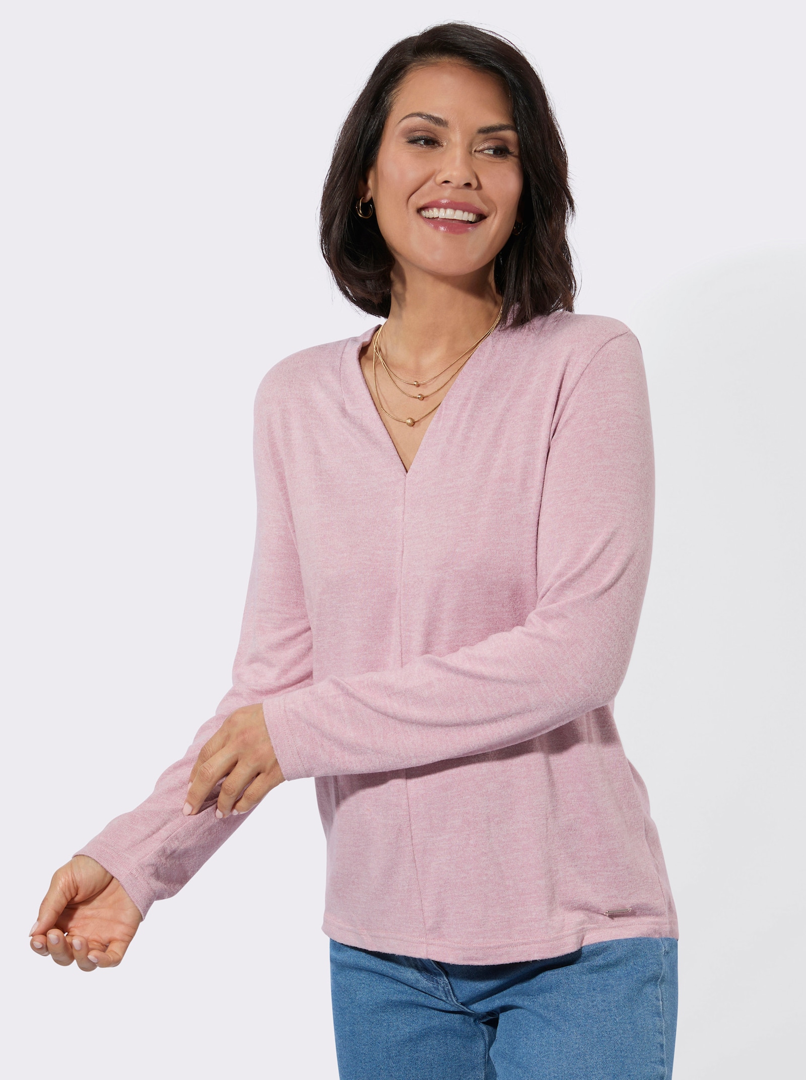 Winter-Shirt - rosé-meliert