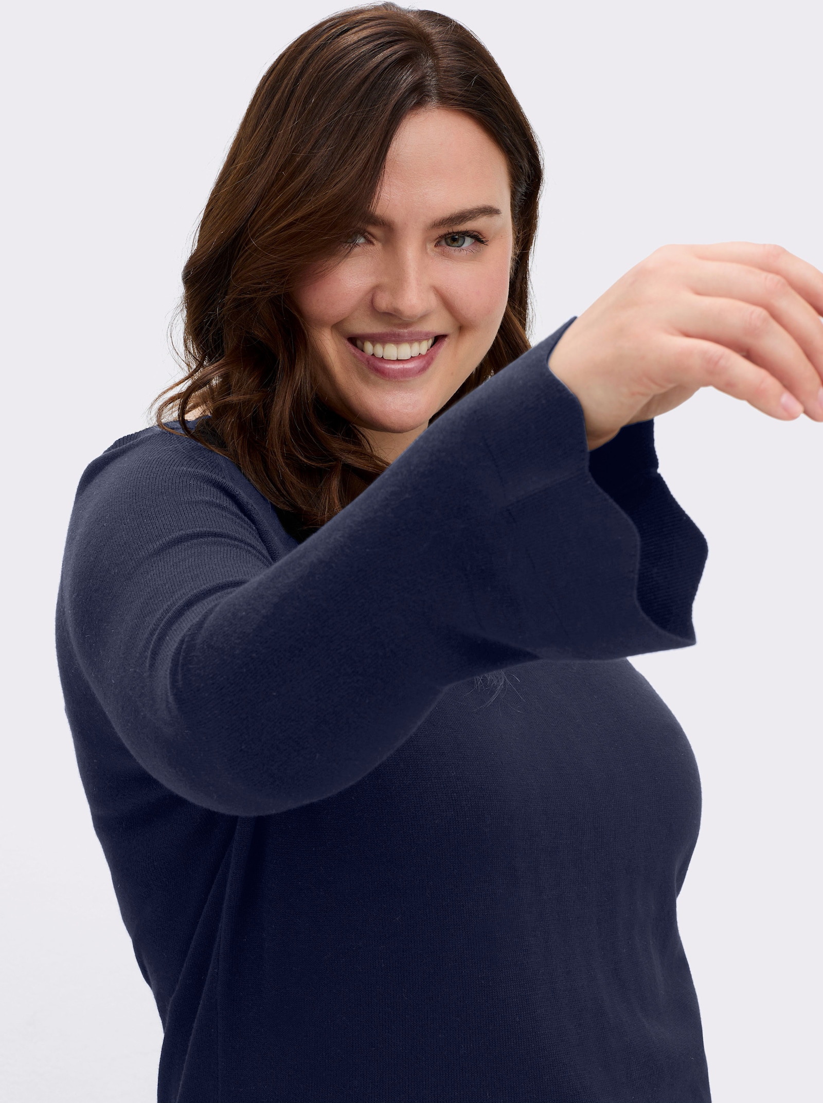 Strickpullover mit Wellenkanten - marine