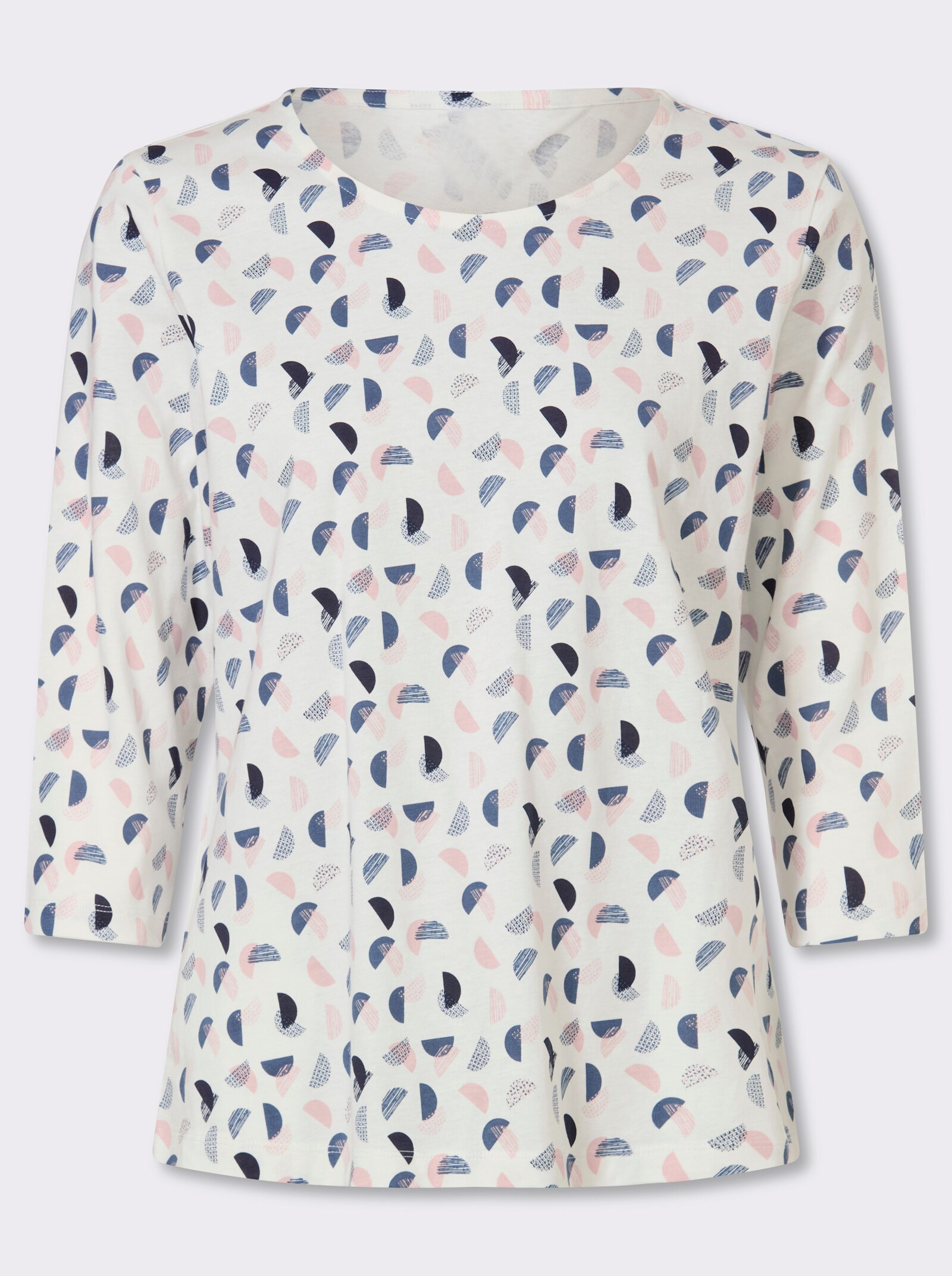 3/4-Arm-Shirt mit Minimal-Dessin - ecru-hortensie-bedruckt