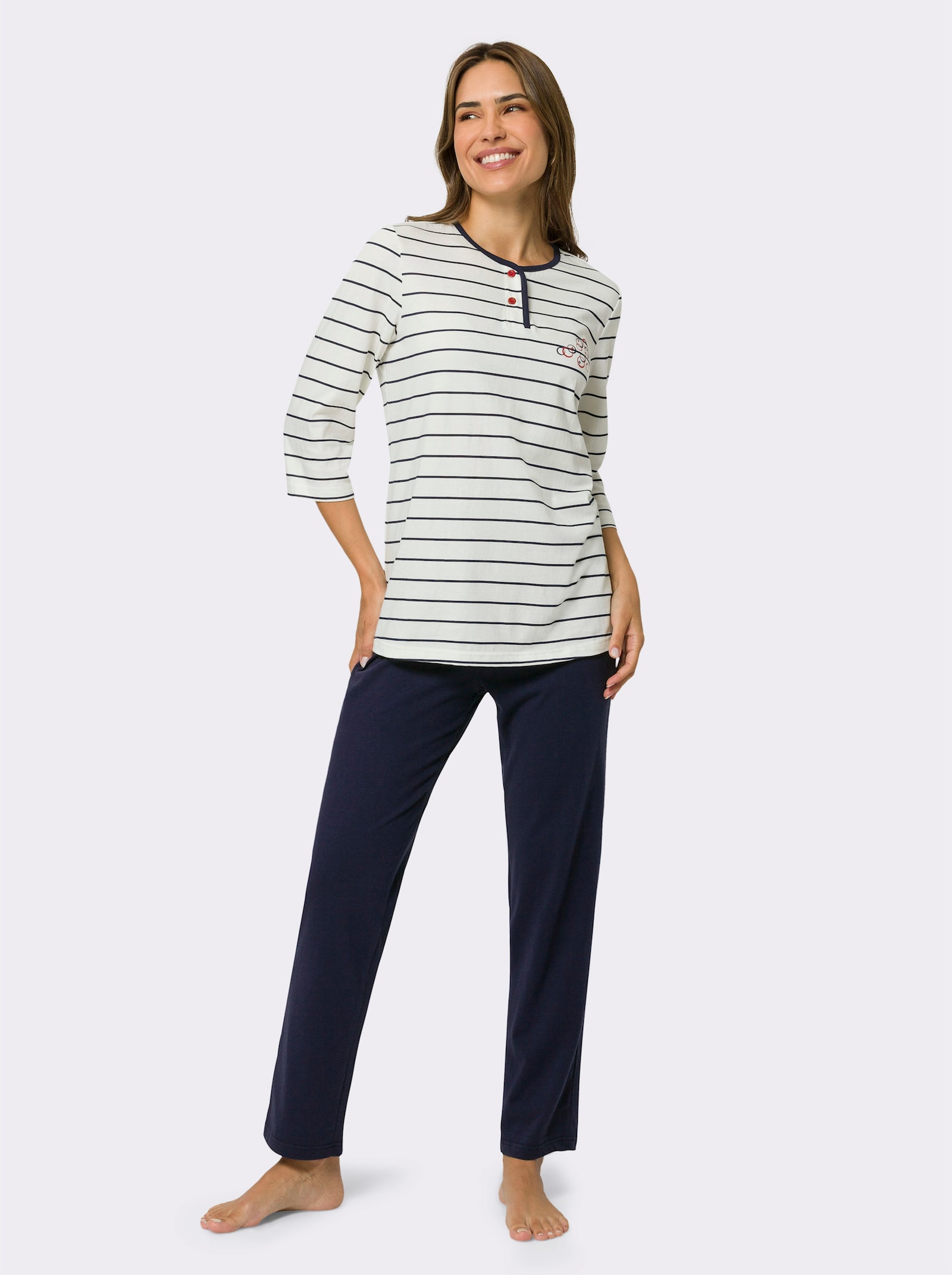 Pyjama met streepjespatroon - wit/marine