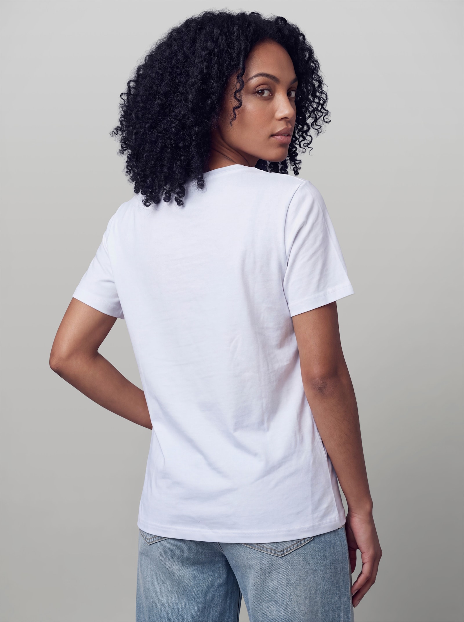 heine Kurzarmshirt mit Frontprint - weiß