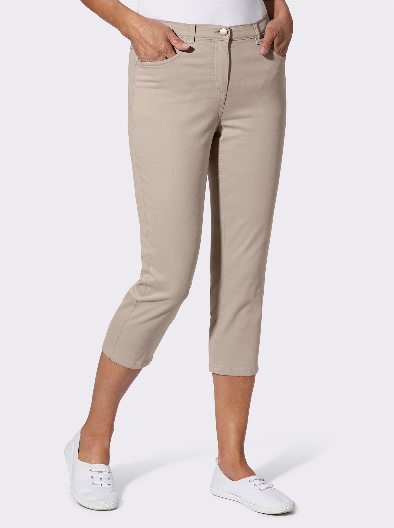 3/4-Jeans mit Zier-Schnürungen - sesam