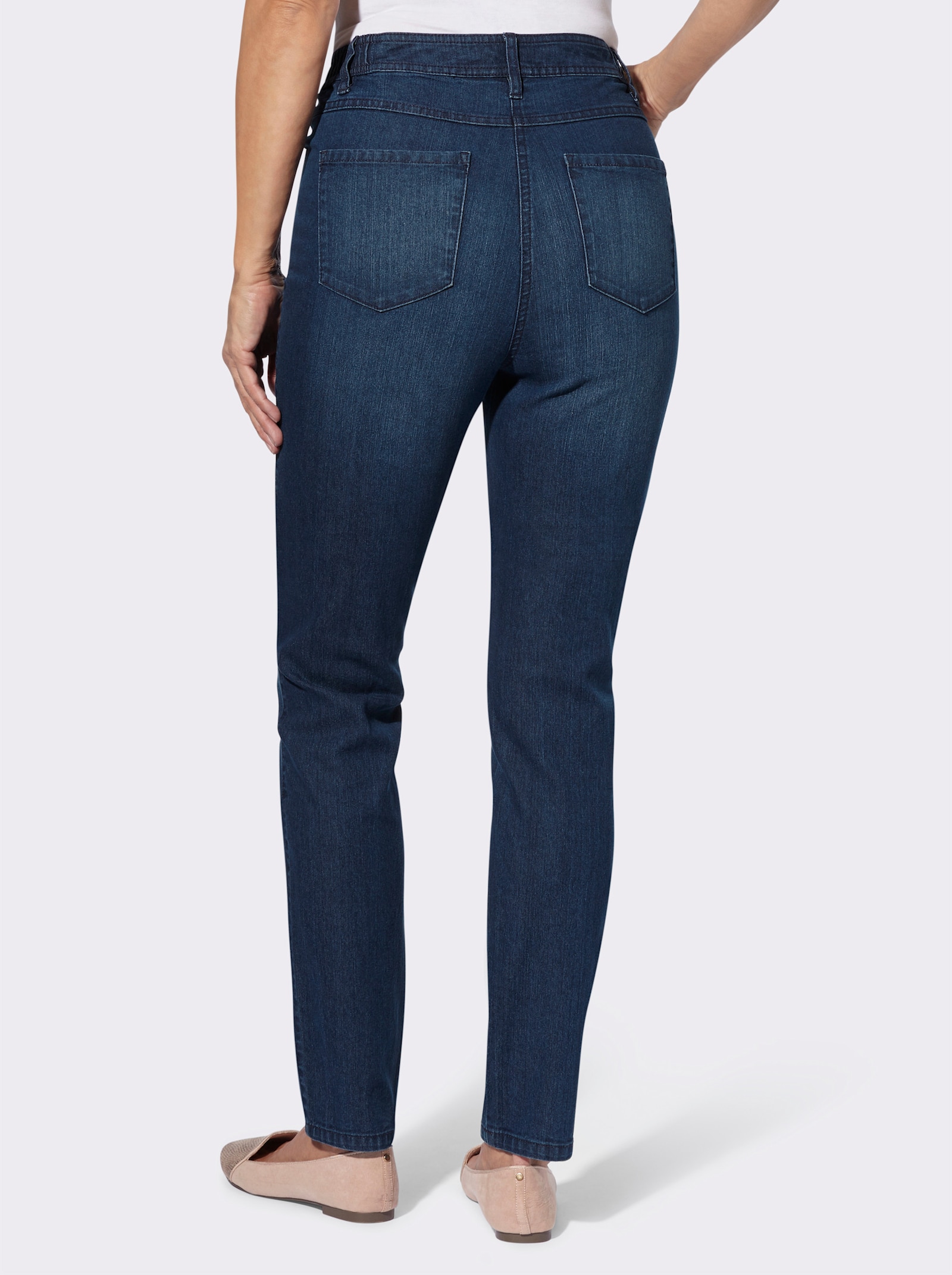 Jeans met bloemenborduursel - blue-stonewashed