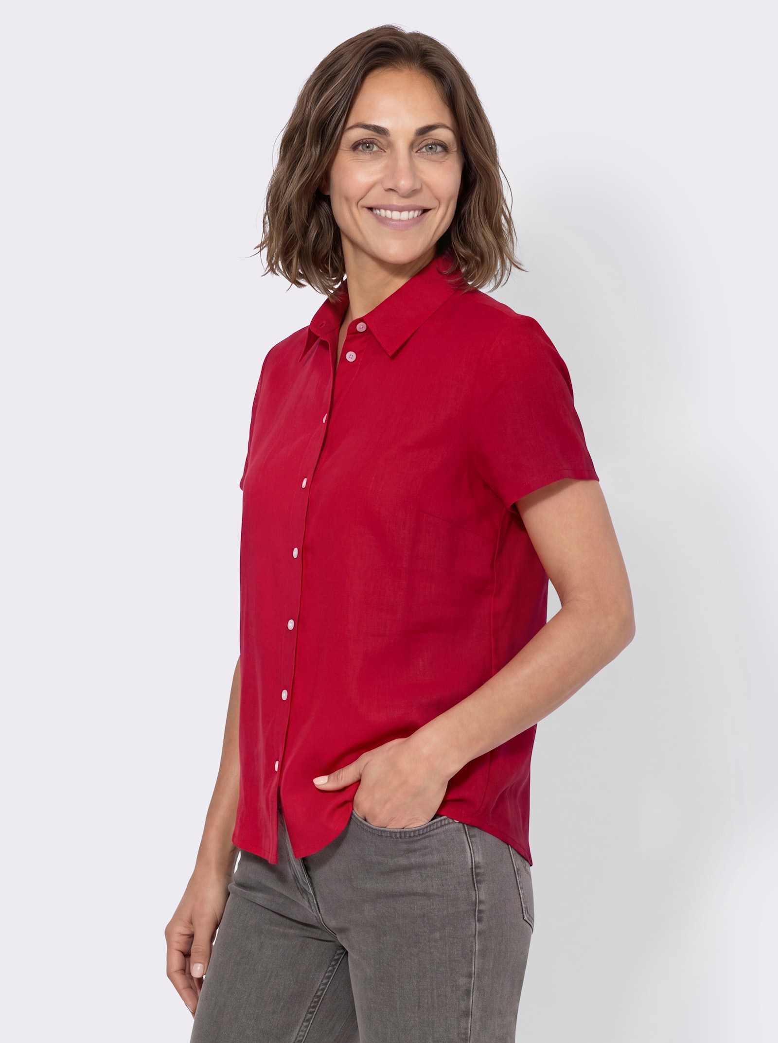Hemdbluse mit Knopfleiste - rot