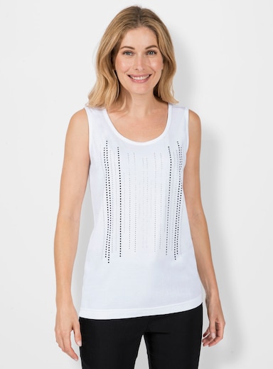 Shirttop mit Ziersteinchen - weiß