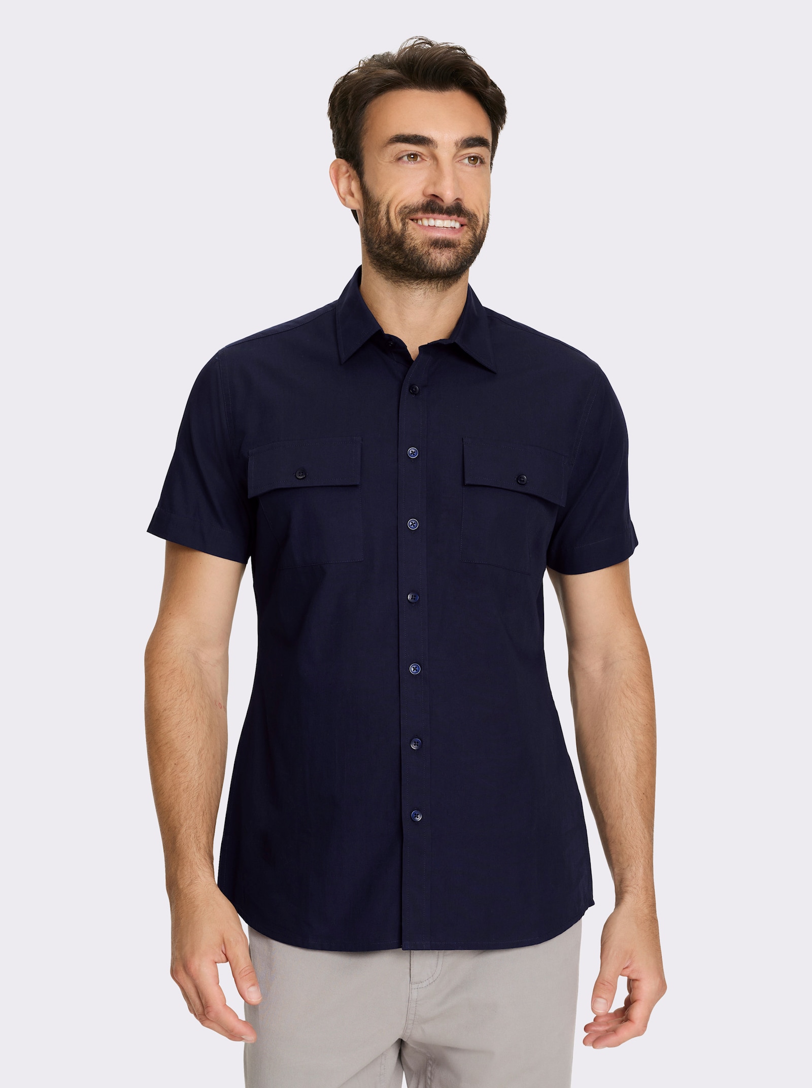 Catamaran Kurzarmhemd mit Pattentaschen - marine