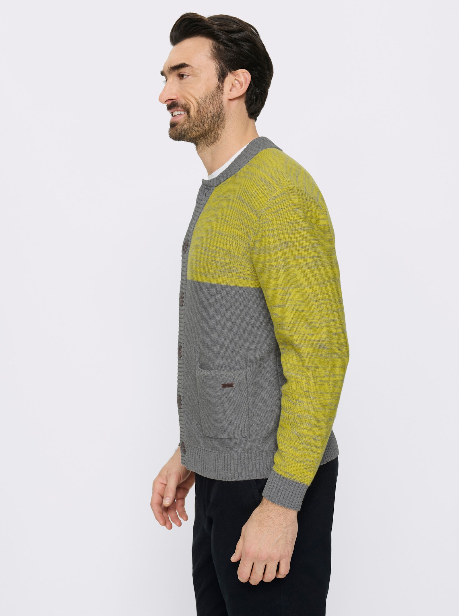 Marco Donati Strickjacke mit zweifarbigem Garn - grau-limone-meliert