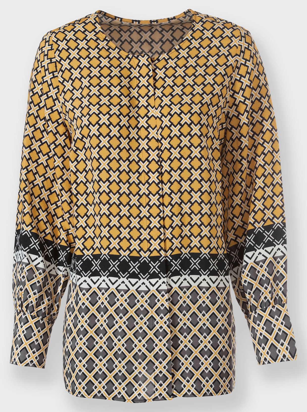heine Blouse met lange mouwen - oker/zwart bedrukt