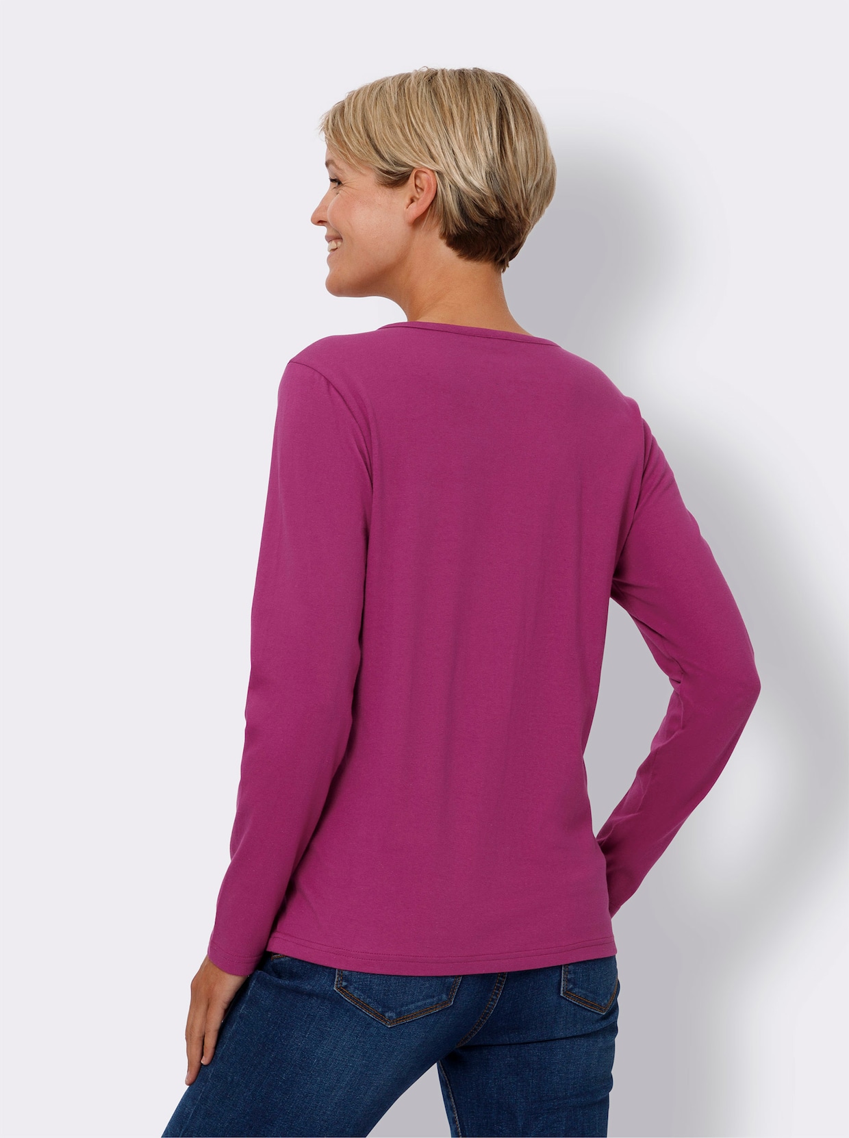 Shirt met V-hals - heide