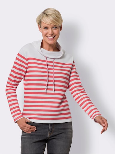 Sweatshirt - weiss-grapefruit-geringelt