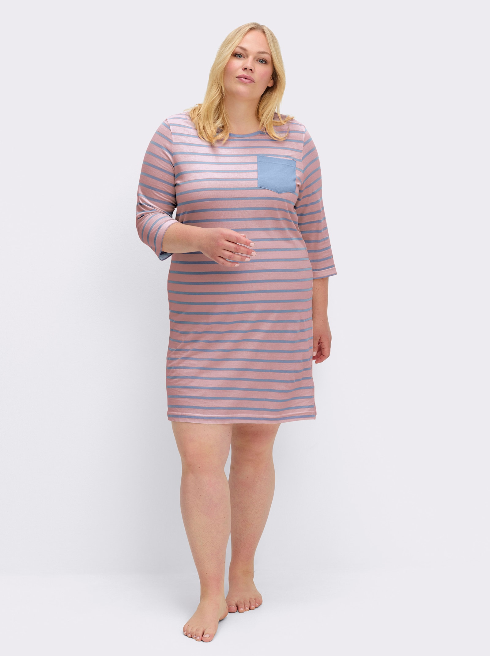 wäschepur Sleepshirts im Baumwoll-Mix - bleu + hortensia-bleu-geringelt