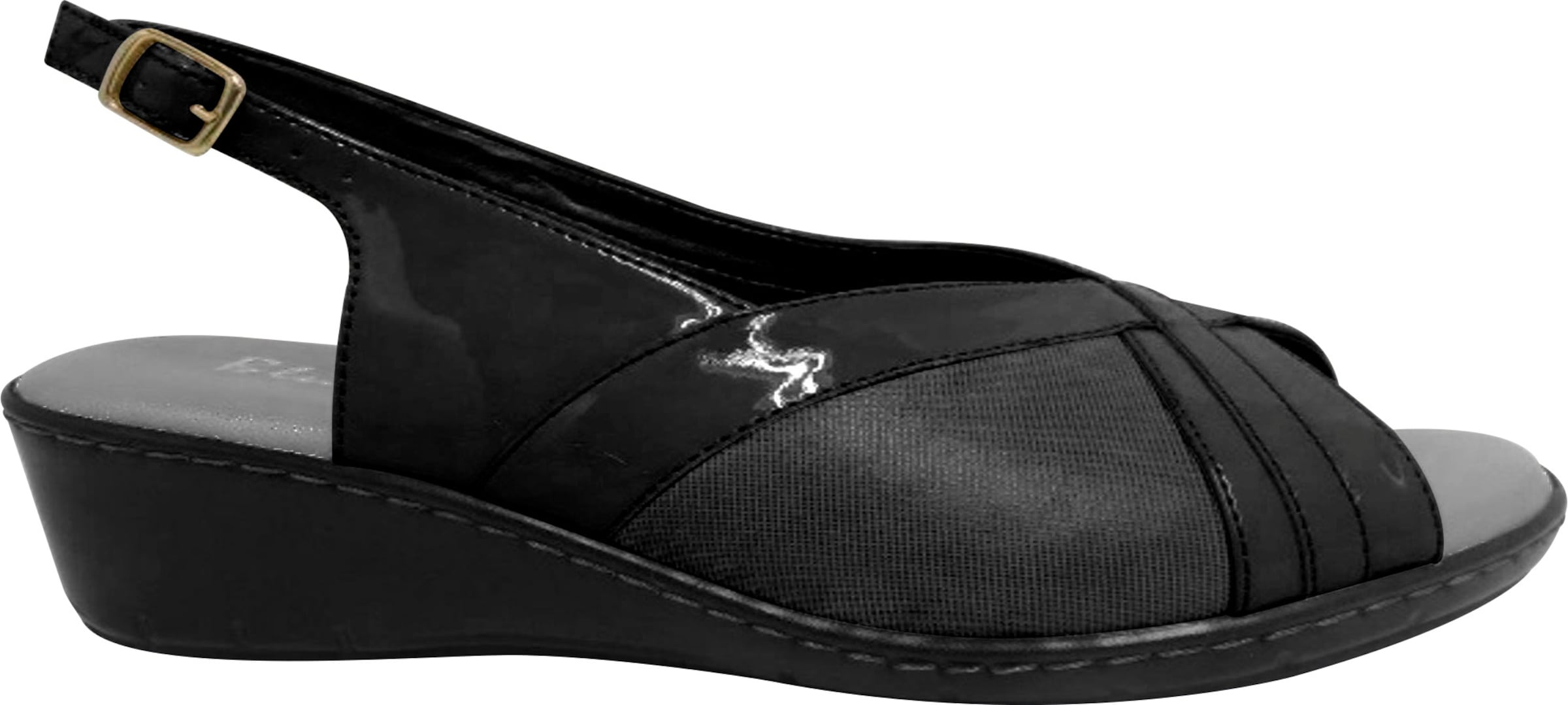 LED Innen günstig Kaufen-Sandalette in schwarz von airsoft comfort+. Sandalette in schwarz von airsoft comfort+ <![CDATA[Das Obermaterial der Sandalette von airsoft comfort+ besteht aus einem effektvollen Mix aus Leder und Textil. Innen aus Leder. Mit Dornschließe und Gummizug a