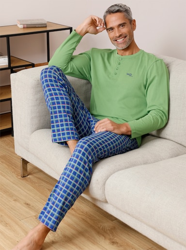 wäschepur men Hose lang - royalblau-kirsche-kariert