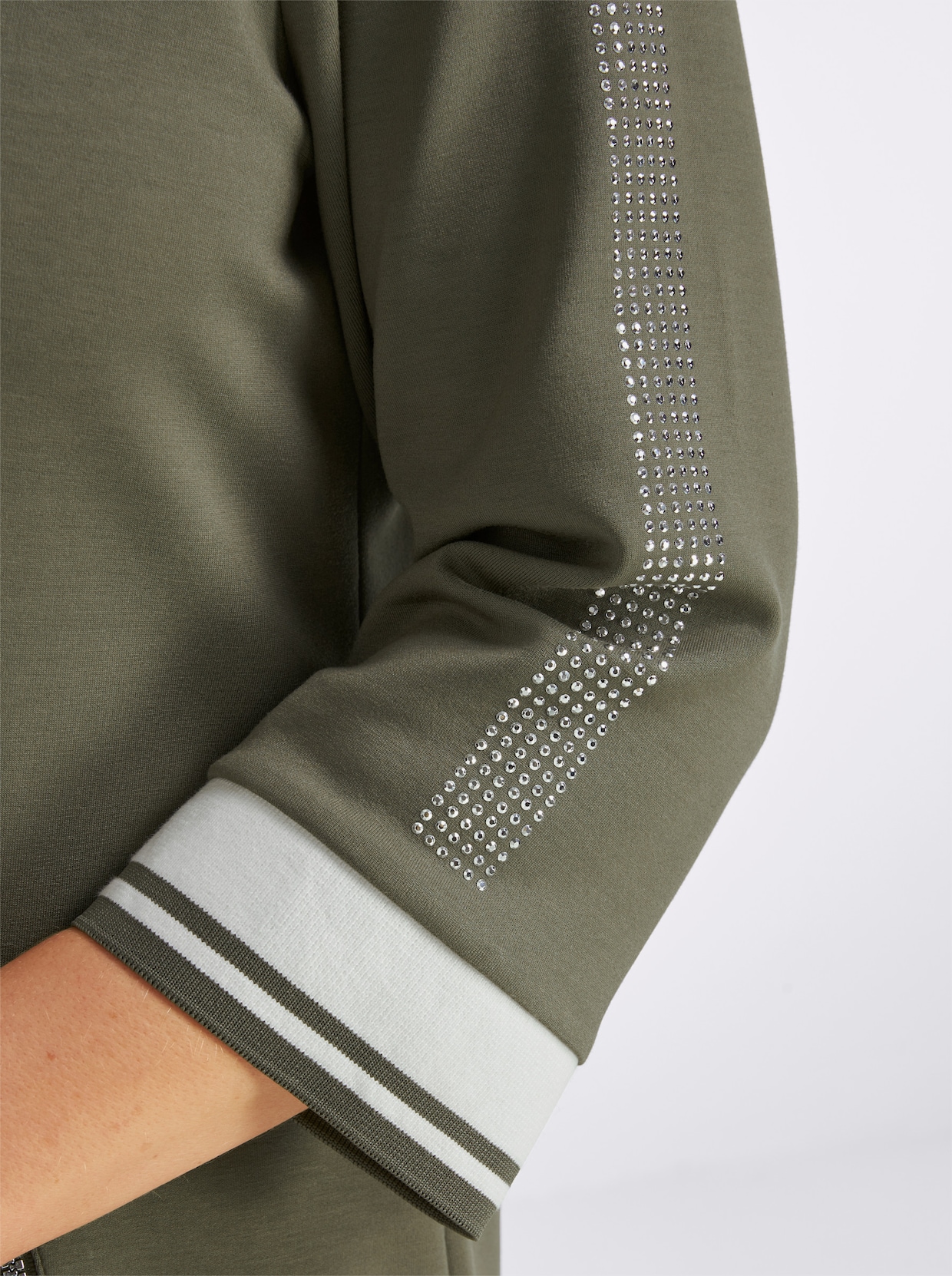 Polokleid im hochwertigen Modal-Mix - khaki-weiß