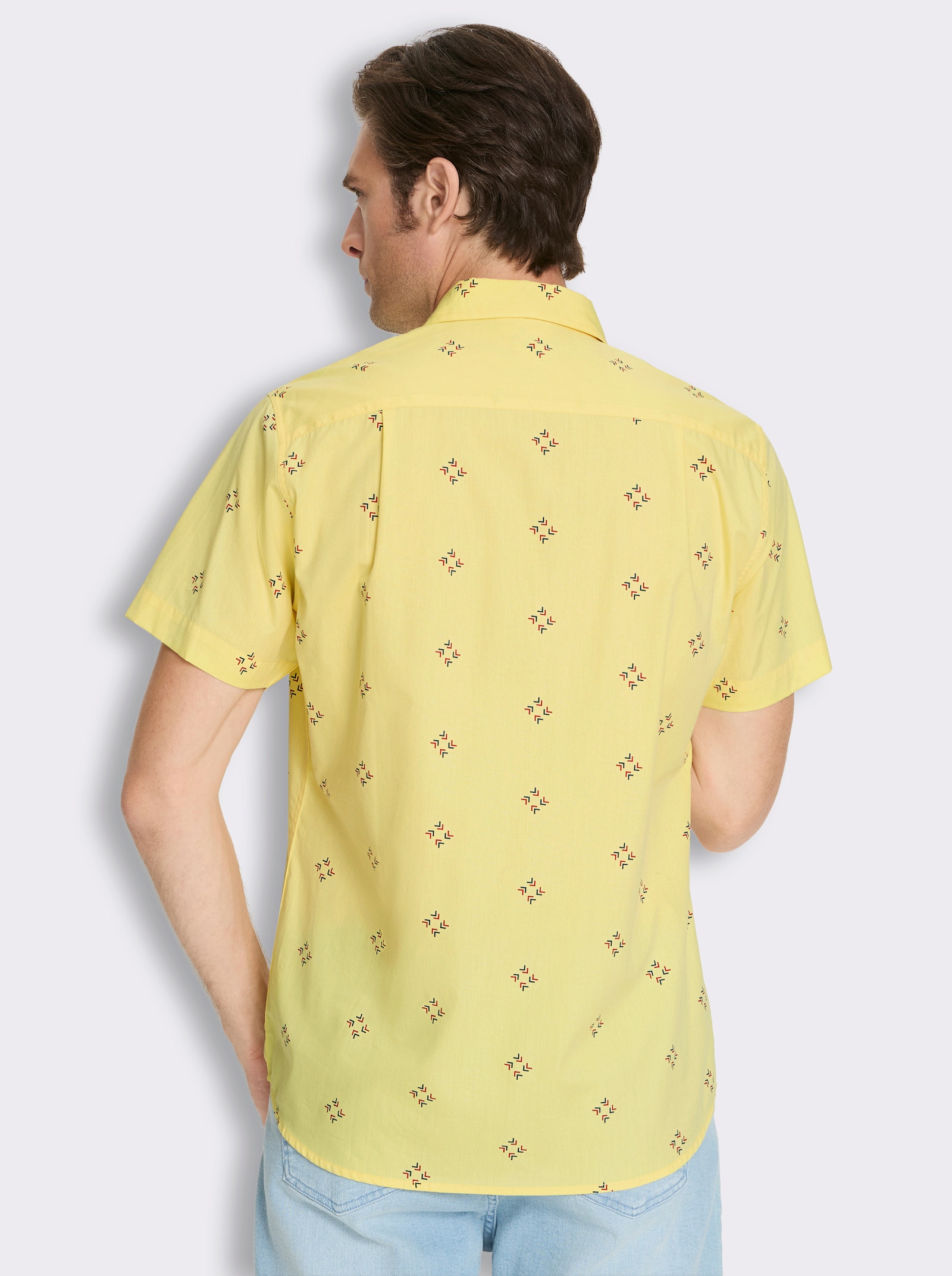 Kurzarmhemd mit Allover-Print - zitrone