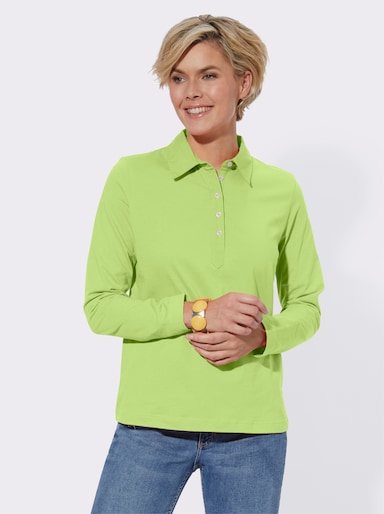 Langarm-Poloshirt in reiner Baumwoll-Qualität - pistazie