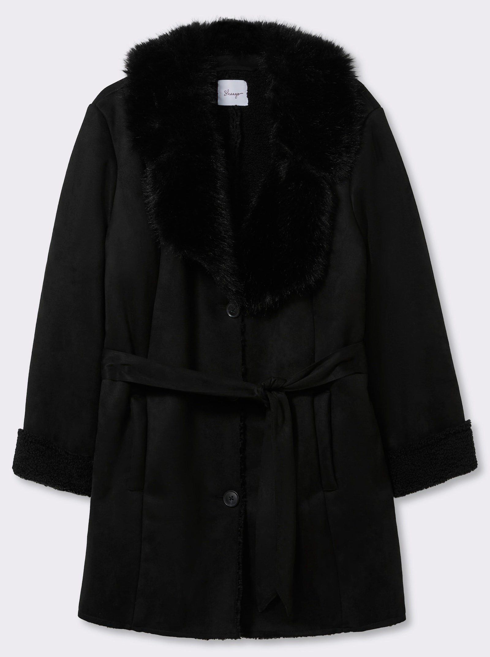 sheego Jacke mit Kunstfellbesatz - schwarz
