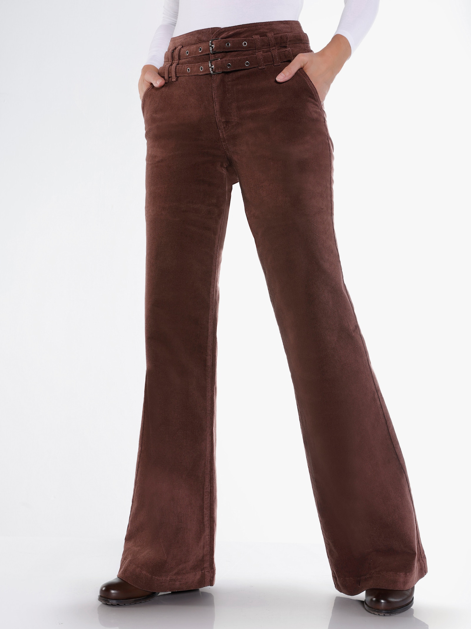 heine Cordhose mit hohem Bund - schoko