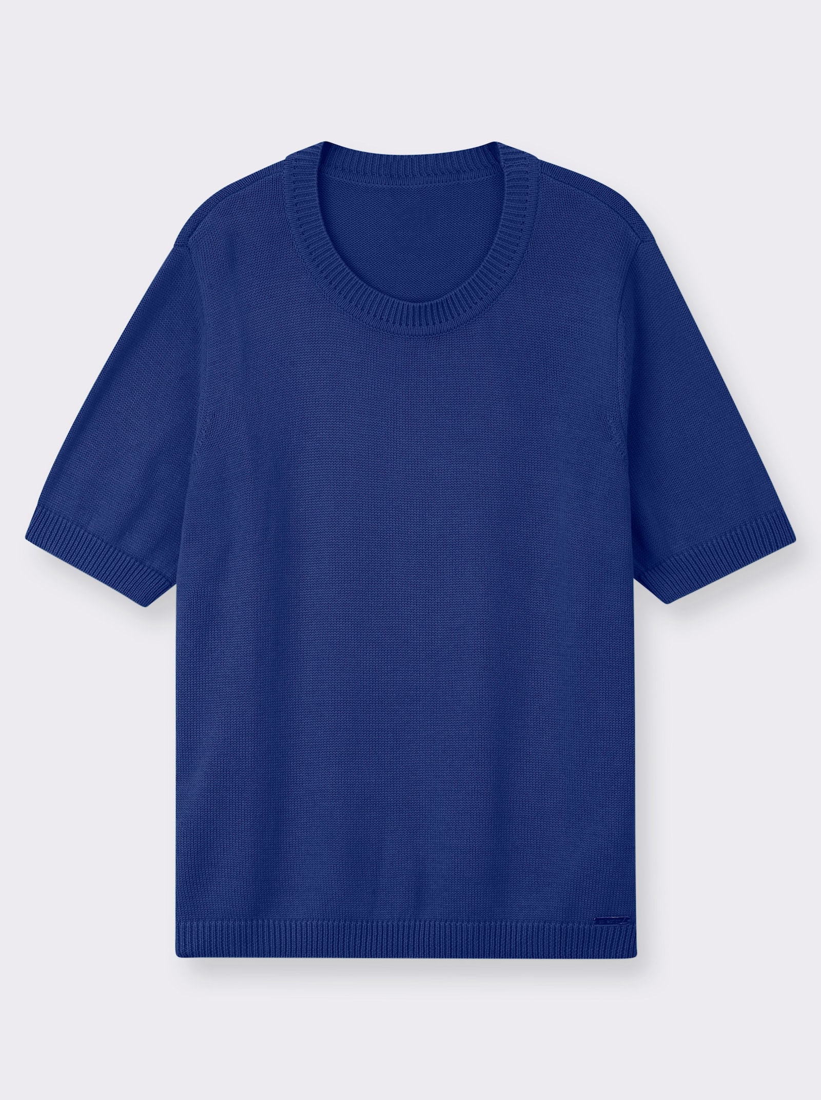 Kurzarmpullover mit Rippabschlüssen - royalblau