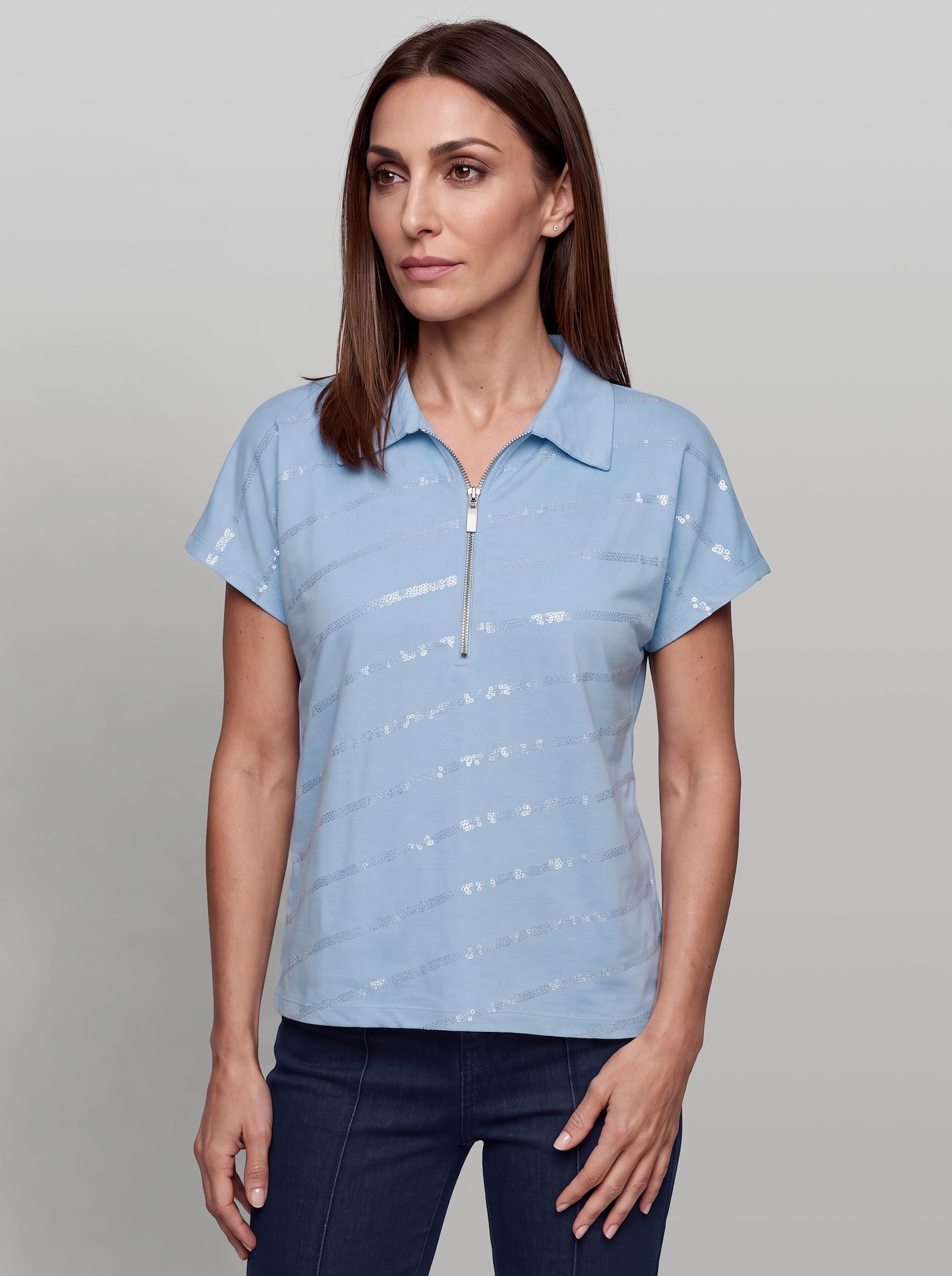 heine Sweatshirt mit Pailletten - eisblau