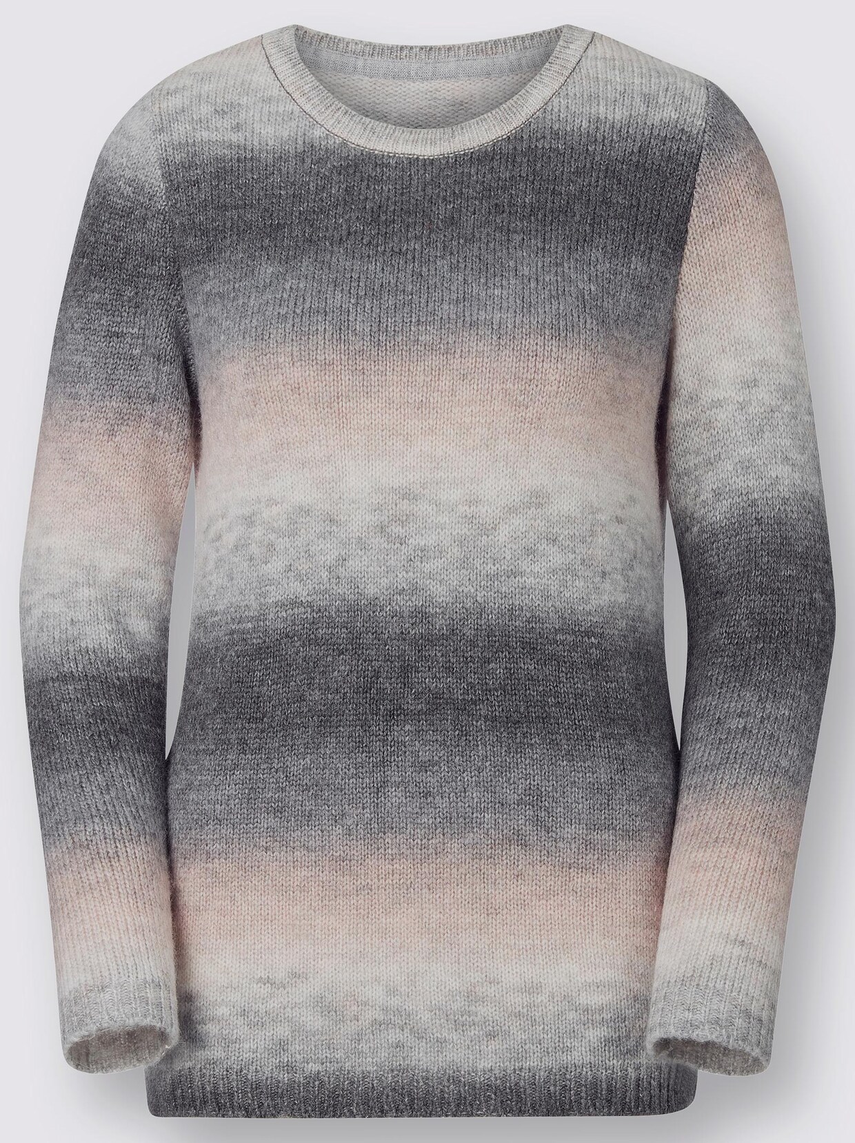 Pullover met ronde hals - grijs/roze