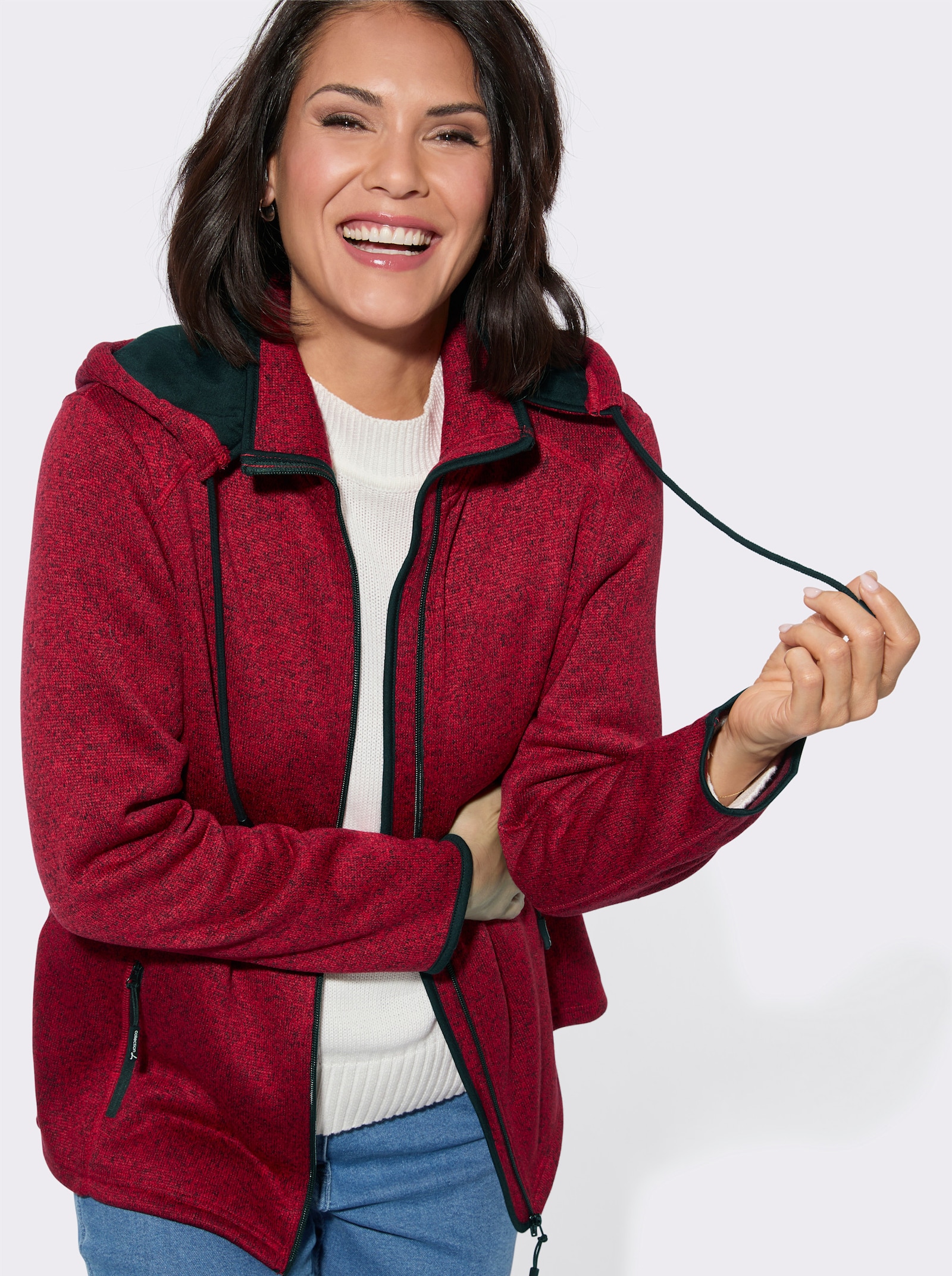 Fleecejacke mit Antipilling-Ausrüstung - rot-meliert