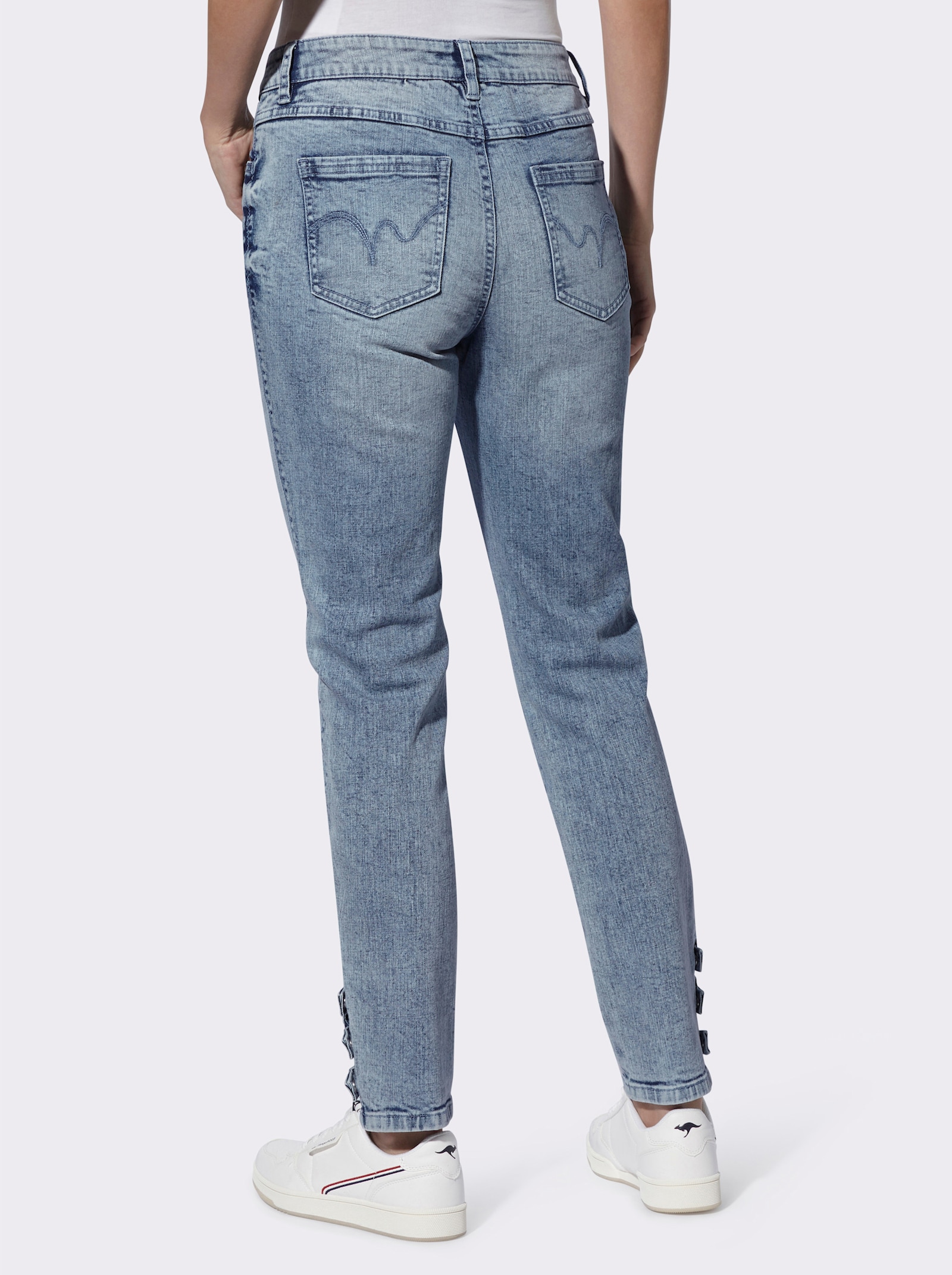 heine Broek in used-look - blue-stonewashed