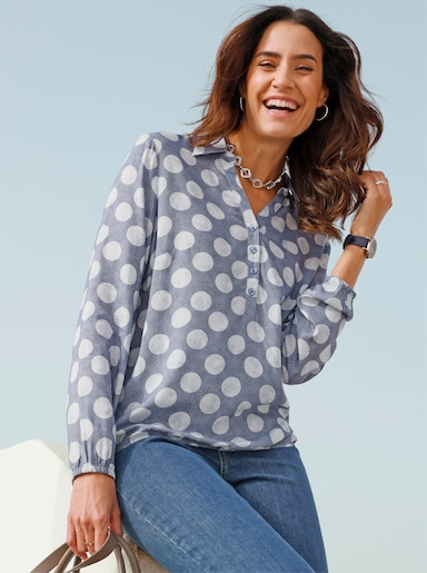 Druckbluse - taubenblau-bedruckt
