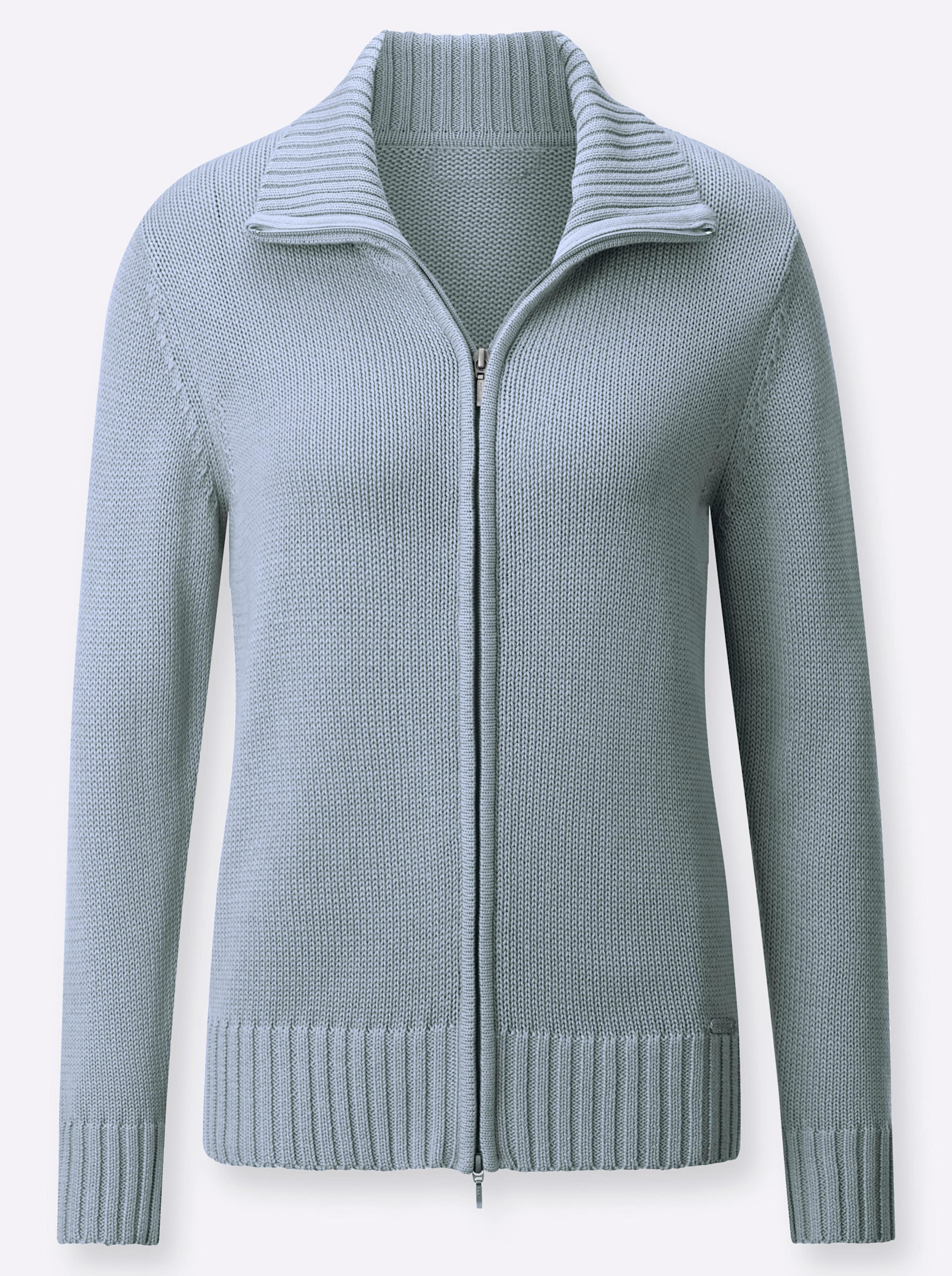Casual Looks Damen Blau Strickjacke Gr. 50, (Eisblau), 50% Baumwolle, 50% Polyacryl, Unifarben, Figurumspielend, Strickjacken Strickjacke, Topseller - Bild 3