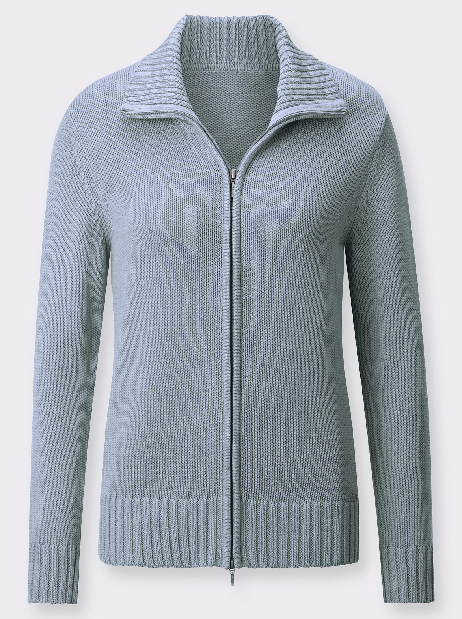 Strickjacke mit 2-Wege-Reißverschluss - eisblau