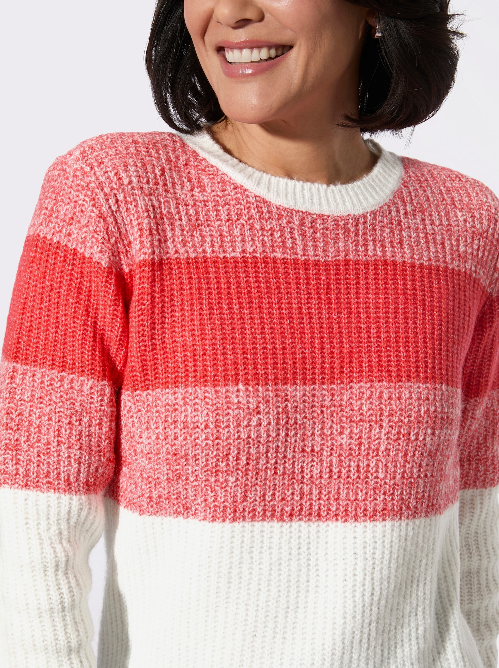 Rundhalspullover - hummer-ecru-gemustert