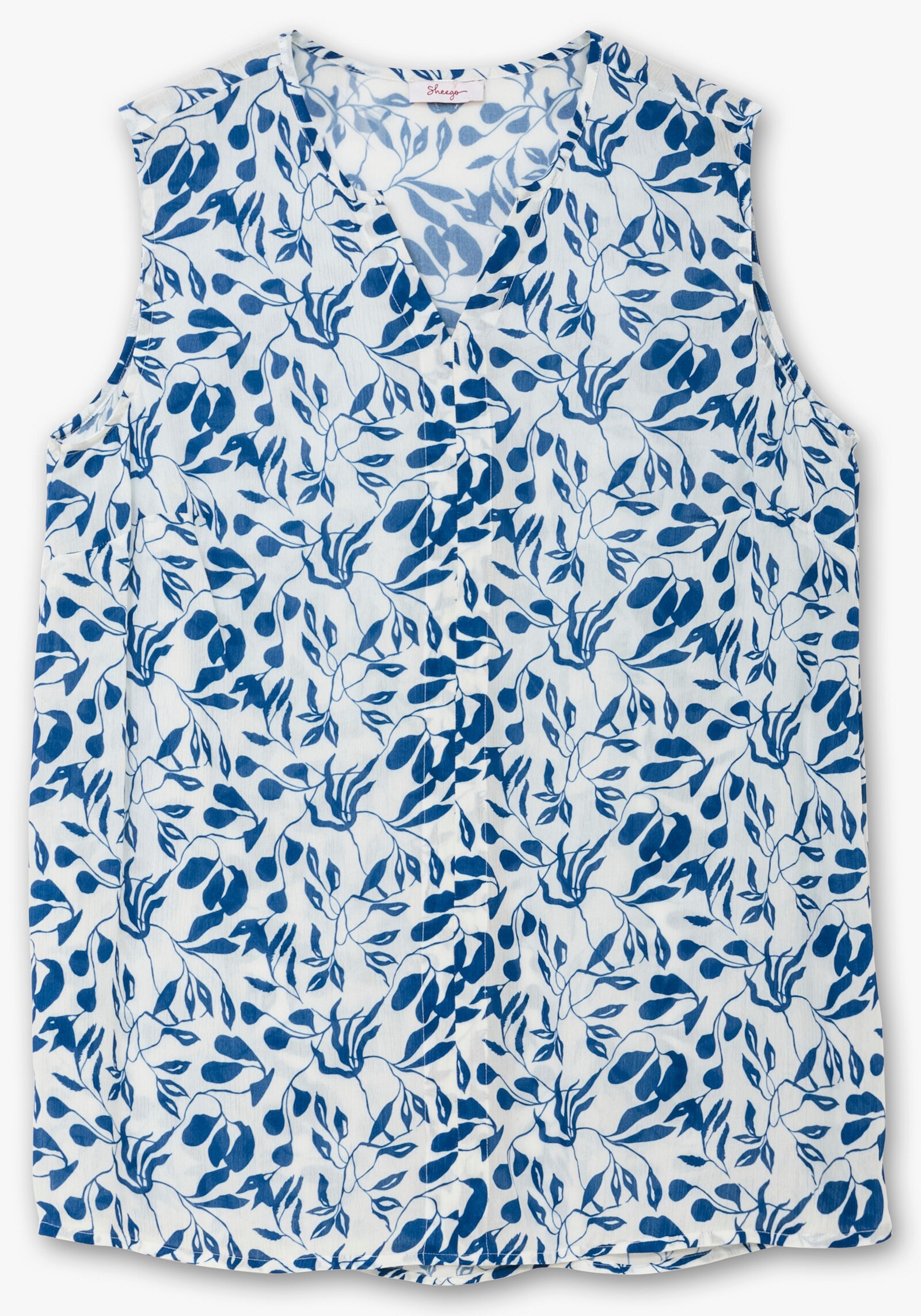 sheego Blusentop aus Crêpequalität, mit Blätterdruck - ecru-gemustert