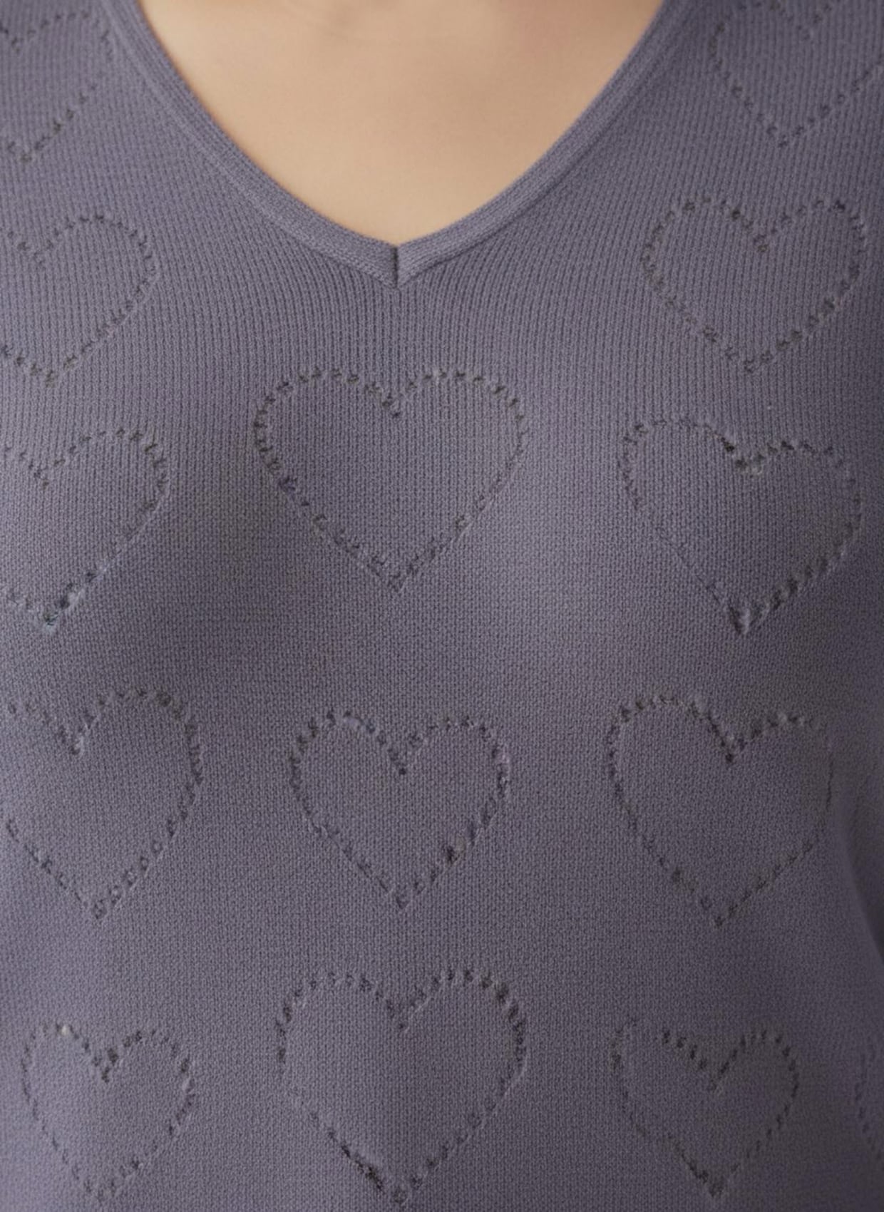 Longpullover mit Ajour-Herzchen - feige