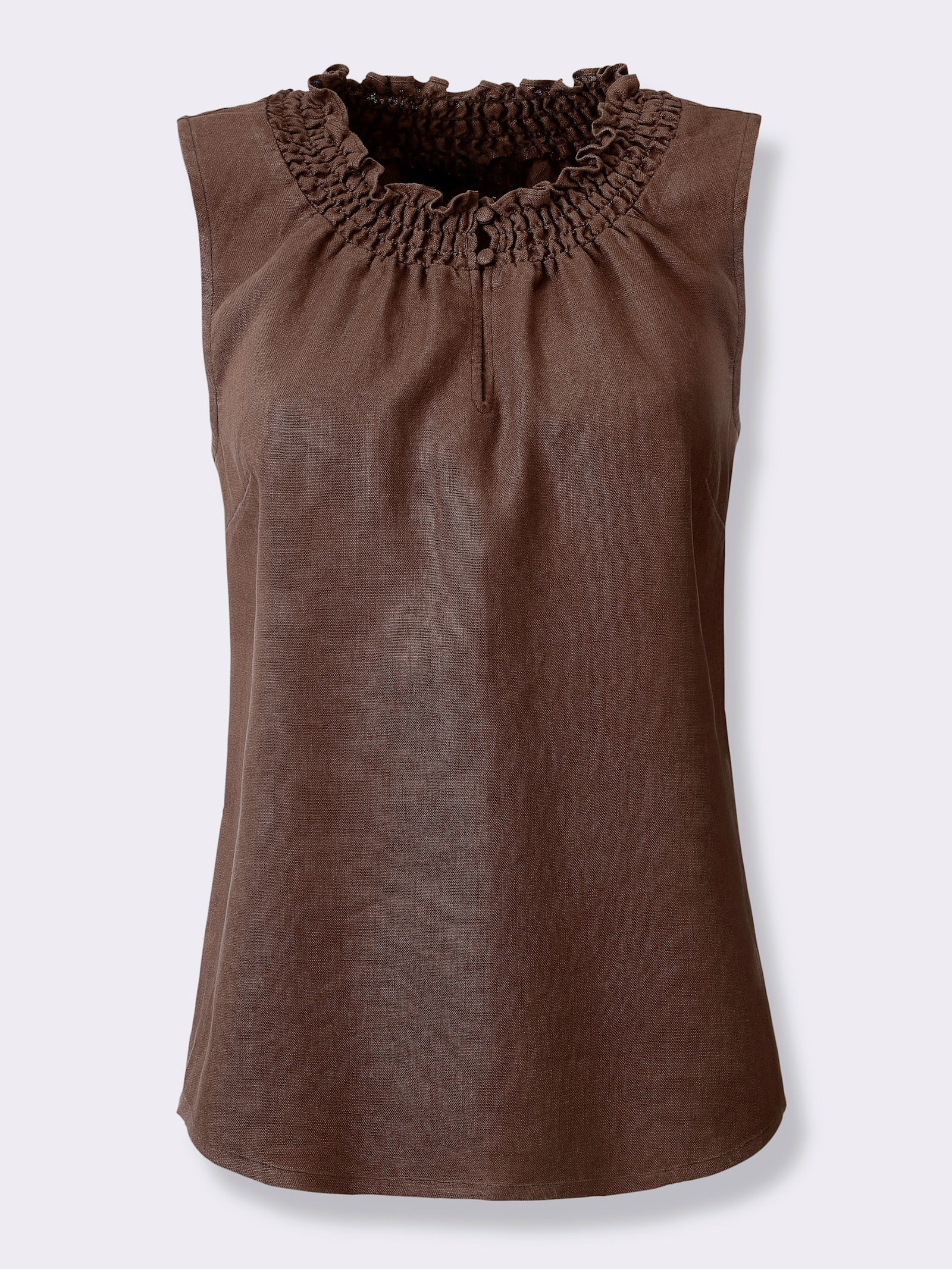 heine Blusentop mit gesmoktem Ausschnitt - schoko