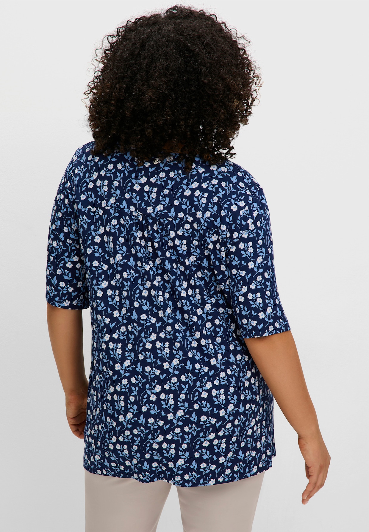 sheego Shirt - tiefblau-gemustert