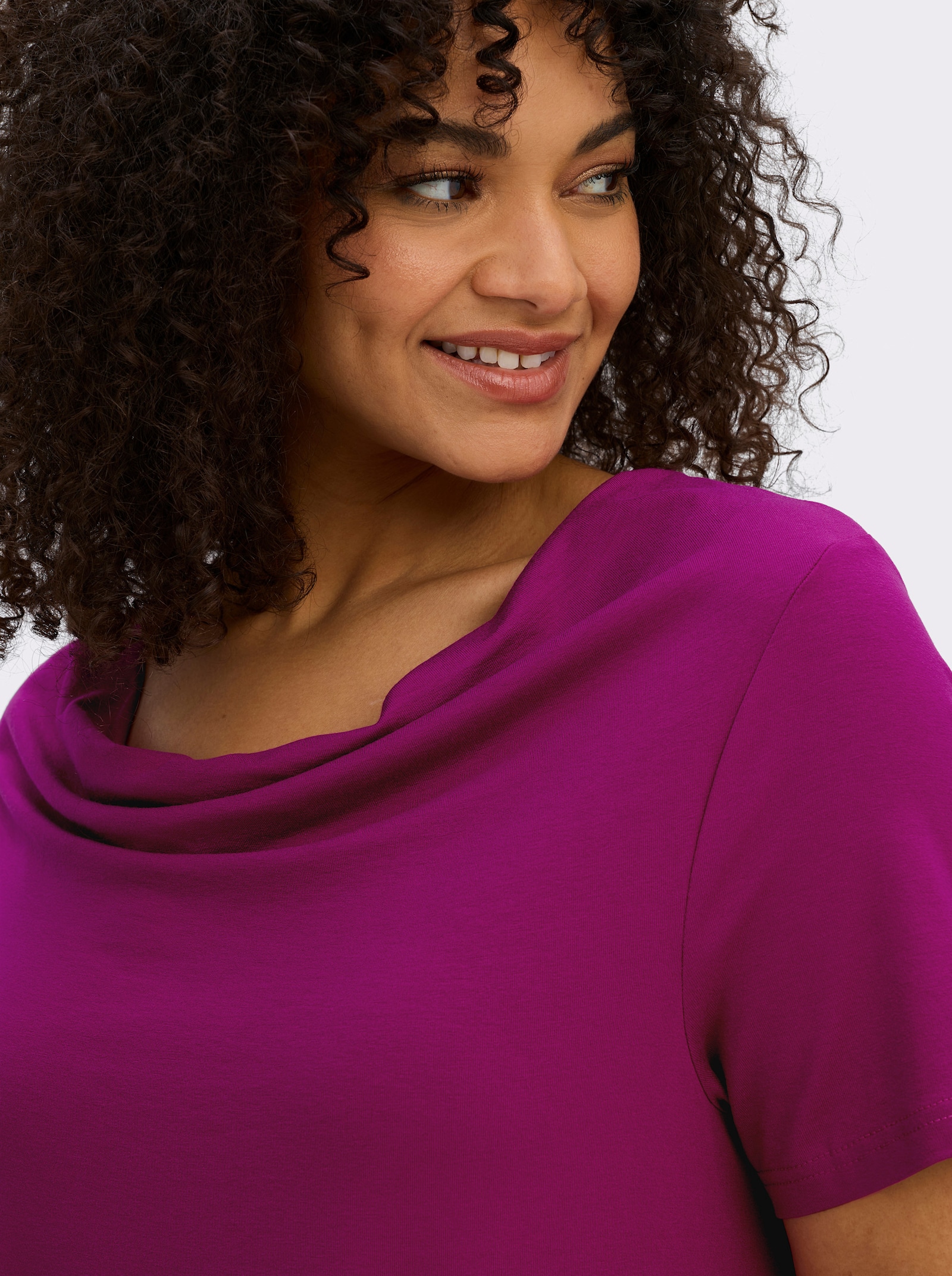 Wasserfallshirt mit kurzen Ärmeln - magenta