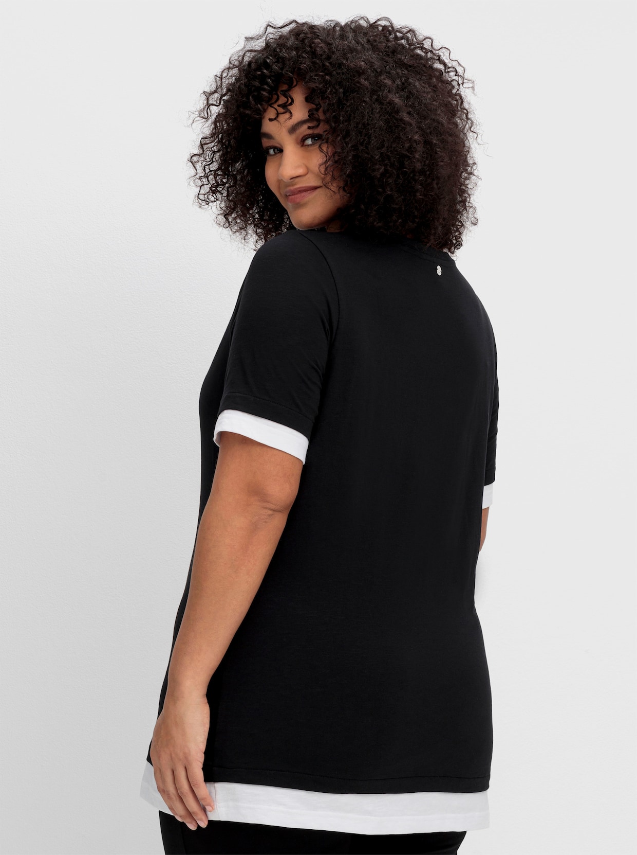 sheego 2-in-1-shirt - zwart/wit